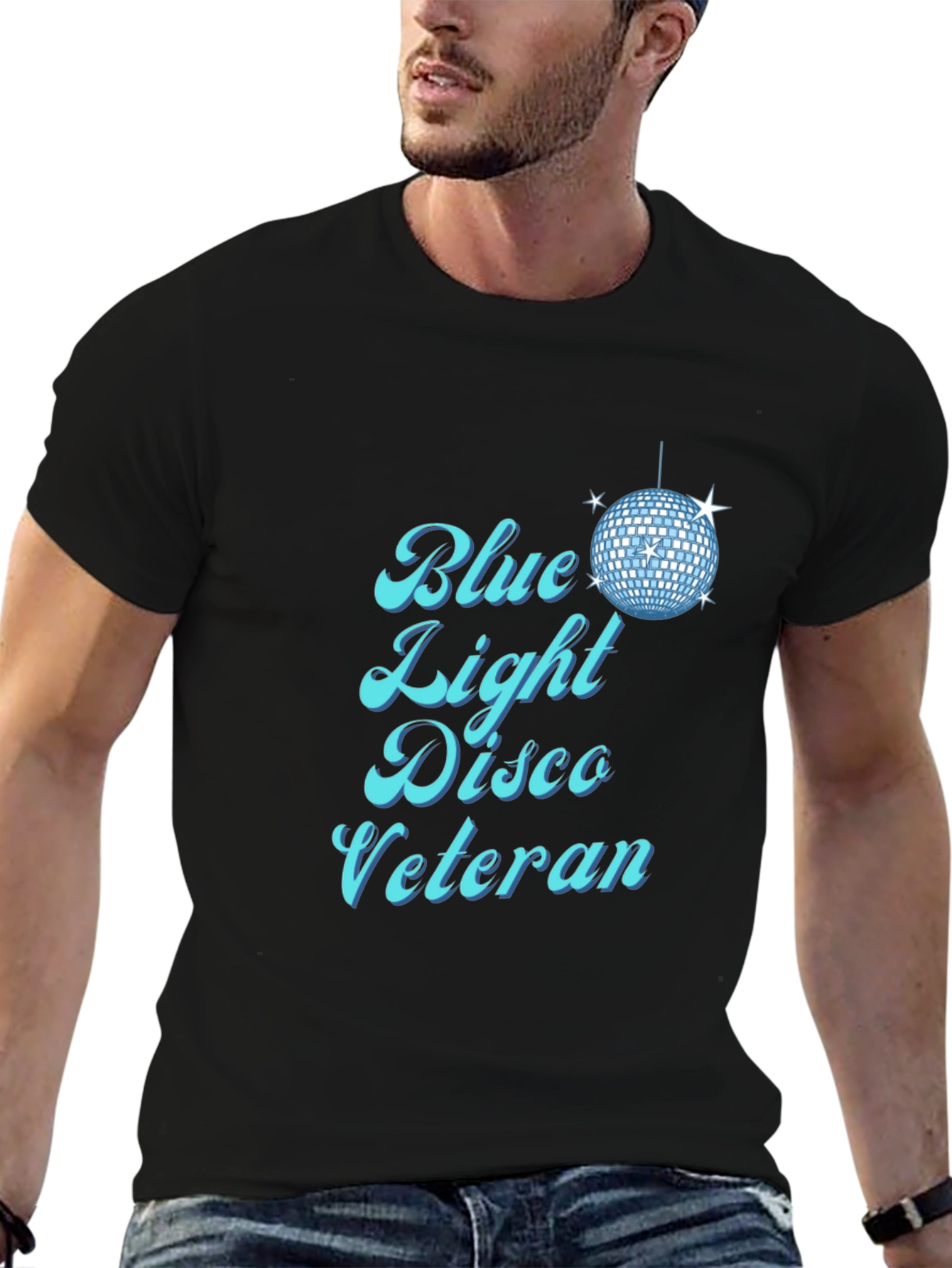 Blue Light Disco Veteran Black T-Shirt
