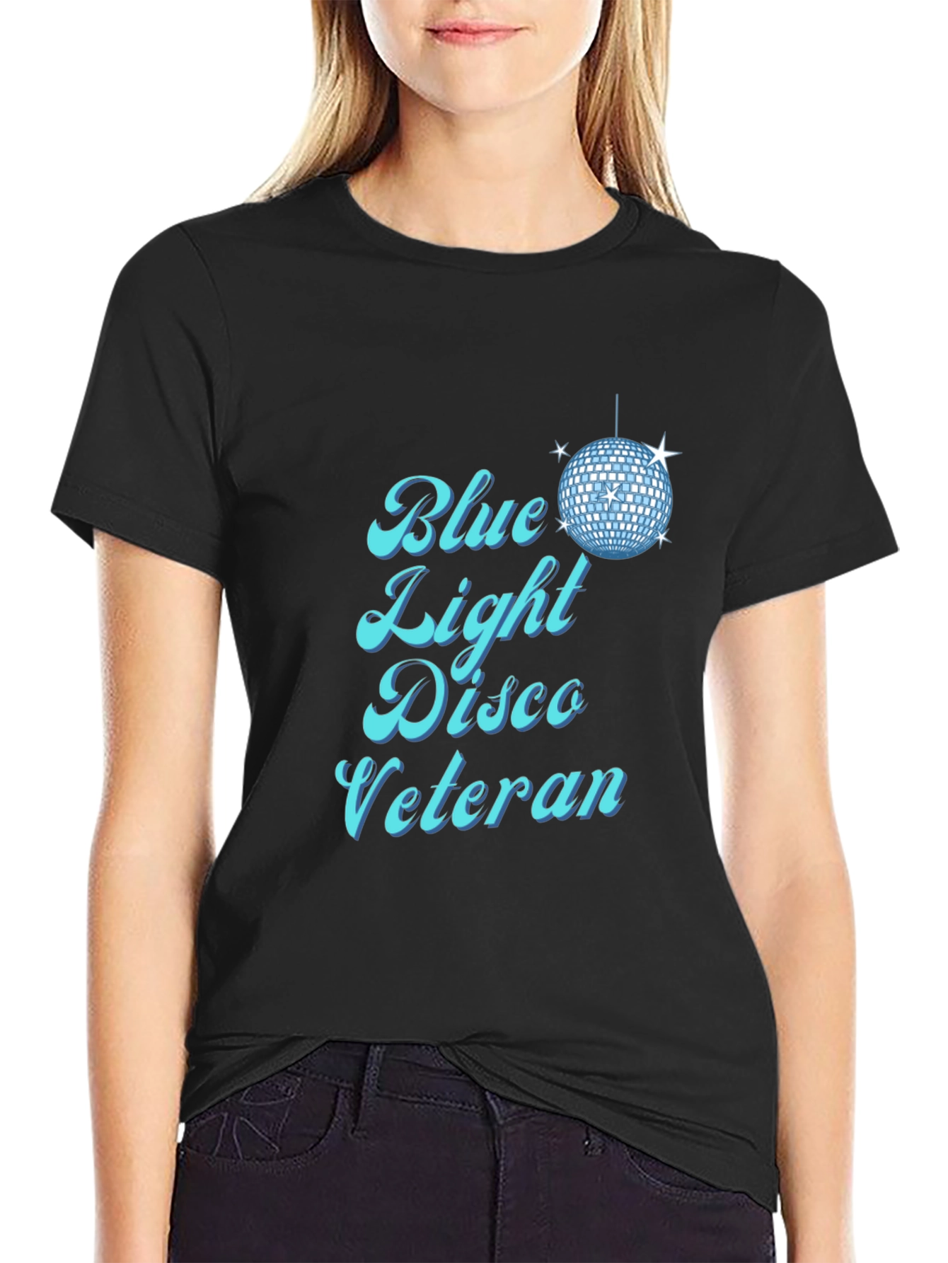 Blue Light Disco Veteran Black T-Shirt