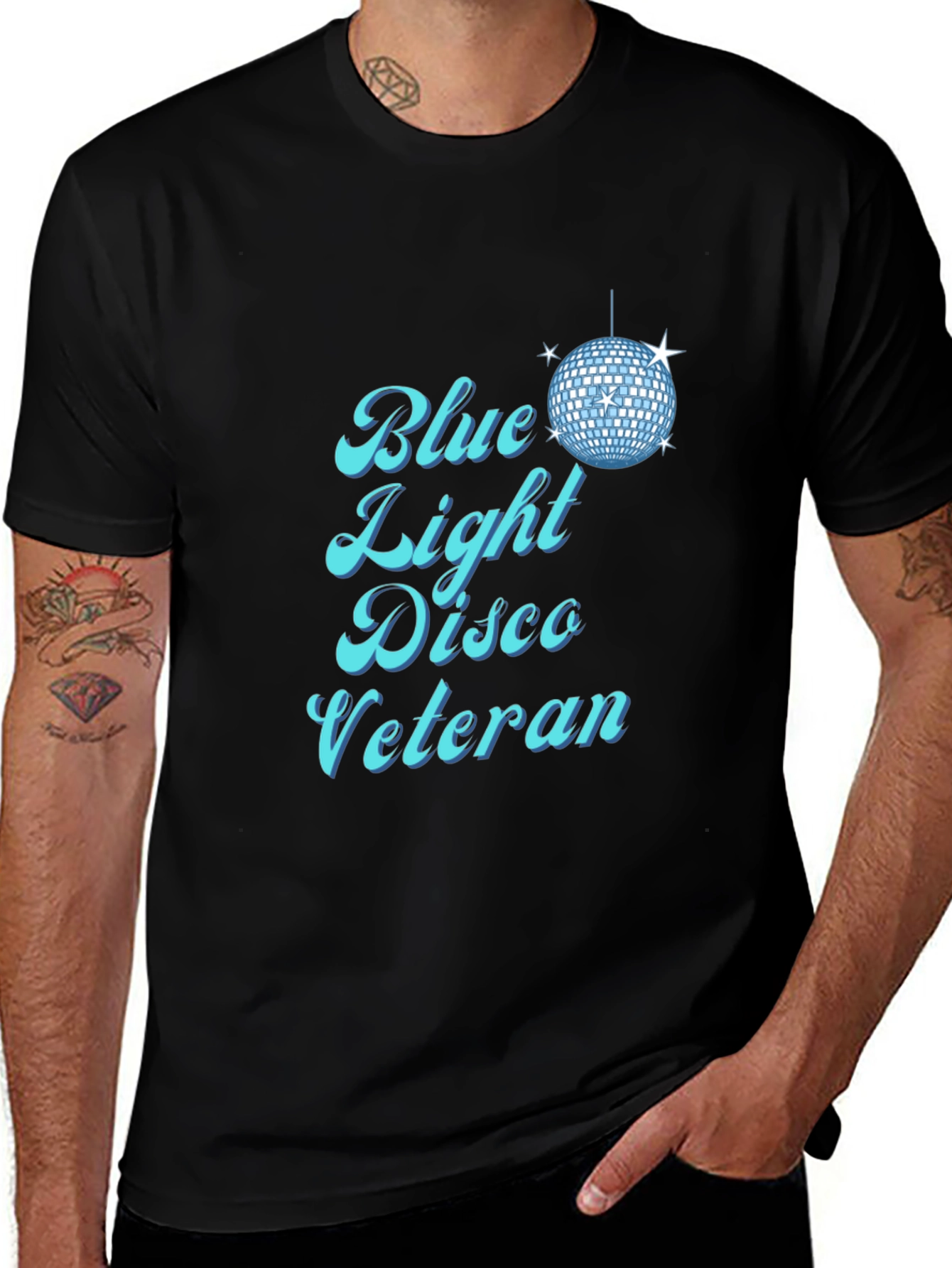 Blue Light Disco Veteran Black T-Shirt
