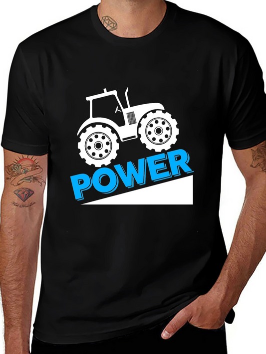 Tractor Power Graphic Tee - Black Cotton T-Shirt