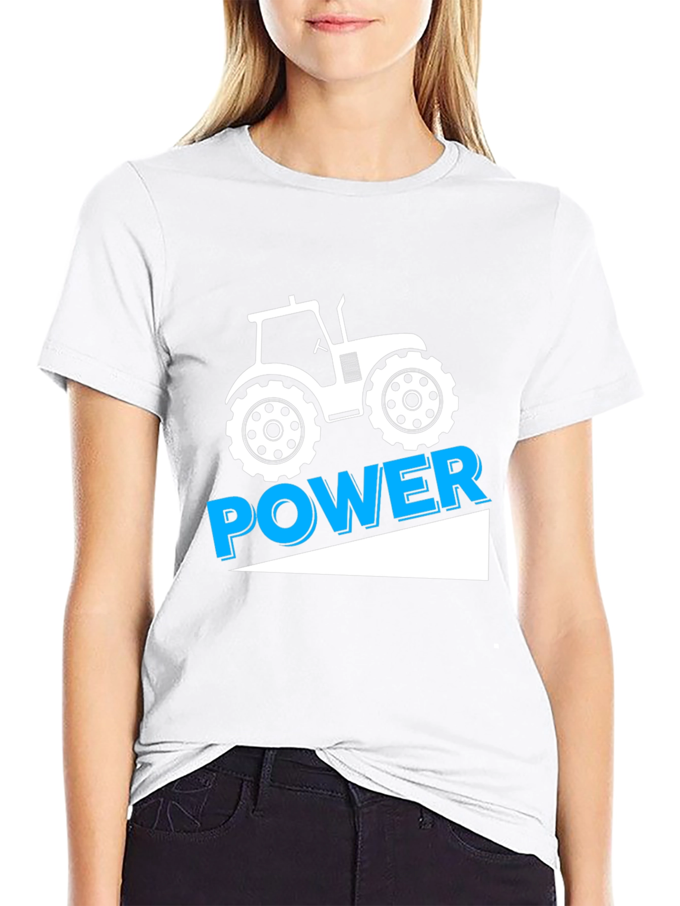 Tractor Power Graphic Tee - Black Cotton T-Shirt