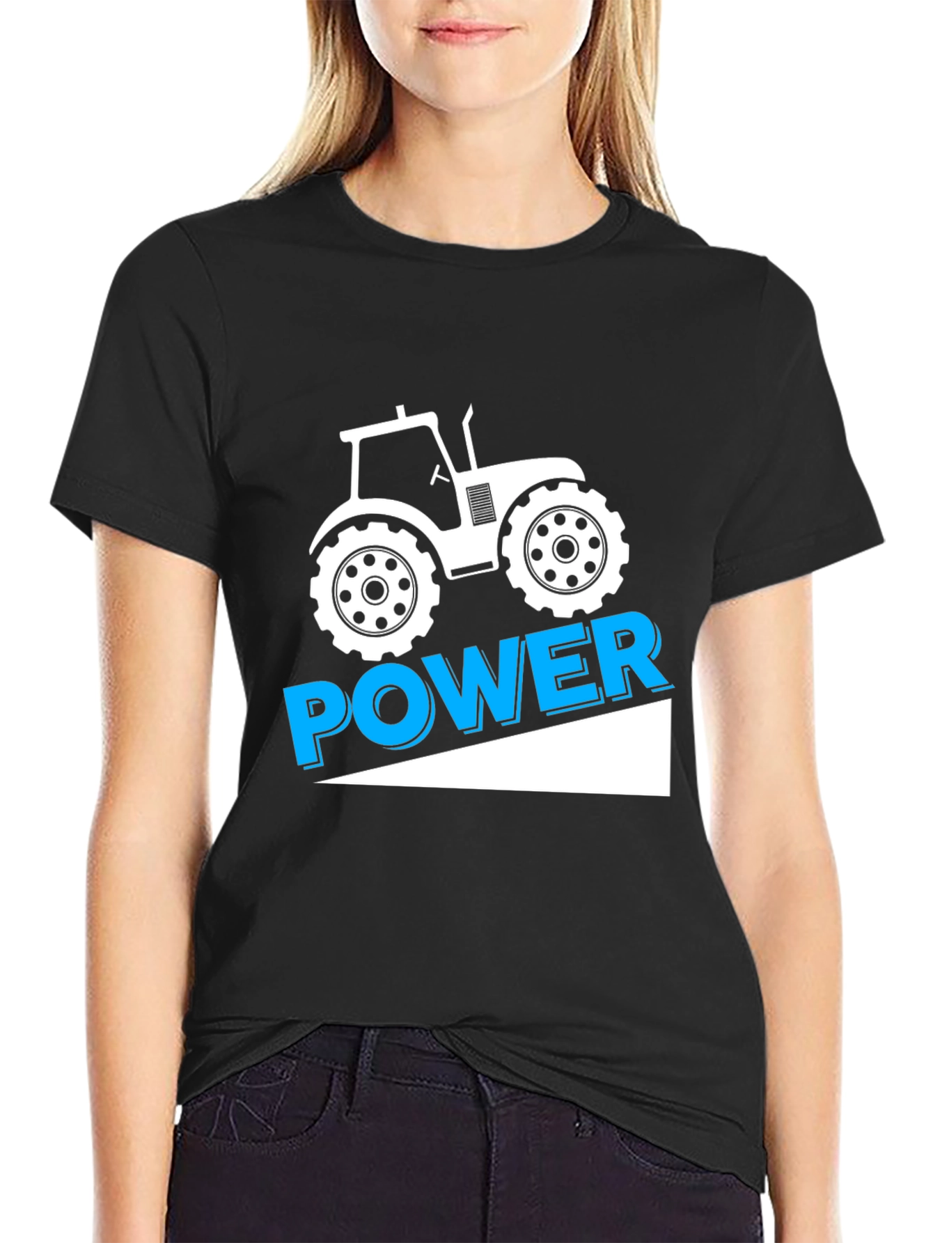 Tractor Power Graphic Tee - Black Cotton T-Shirt
