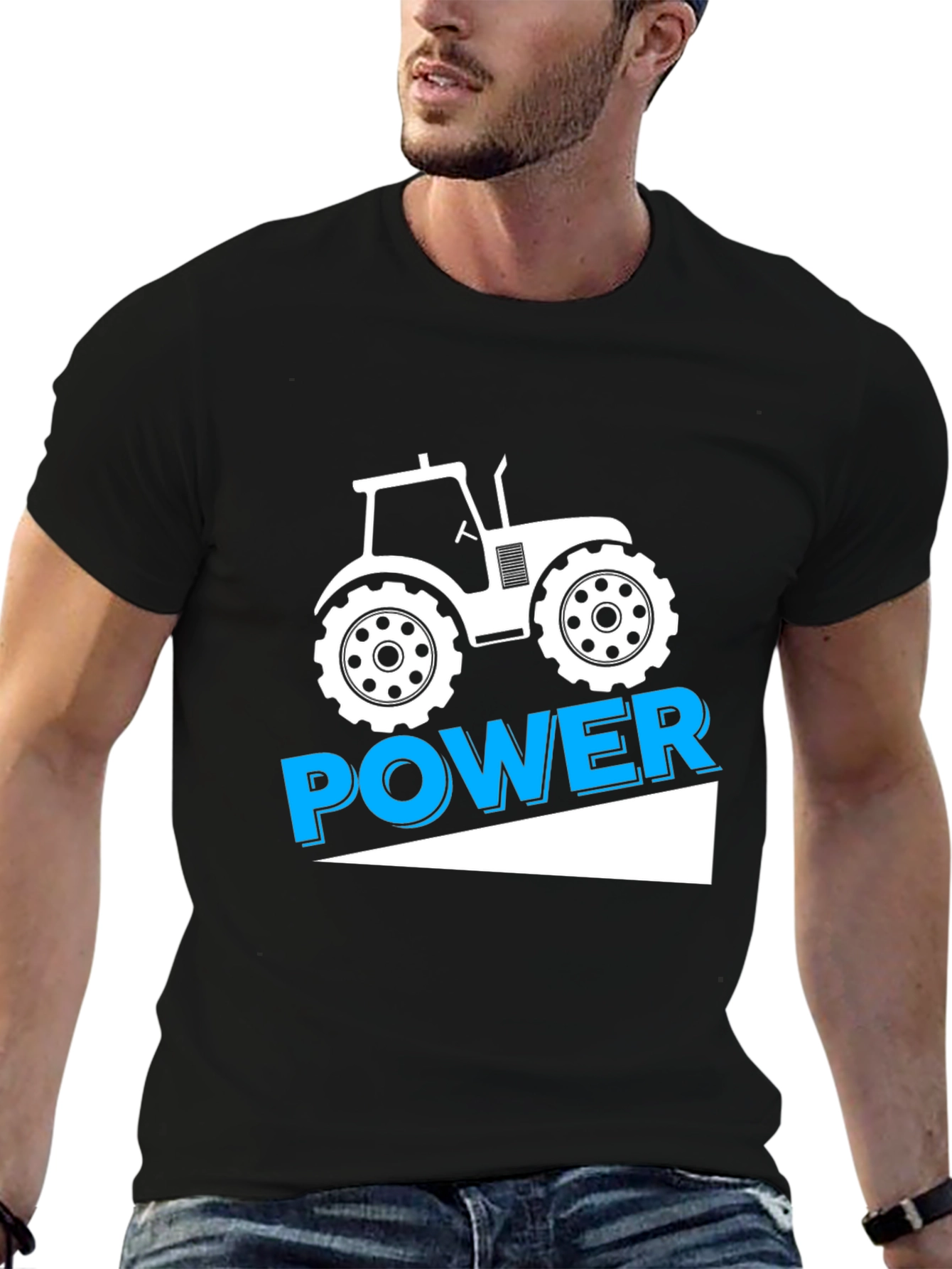 Tractor Power Graphic Tee - Black Cotton T-Shirt