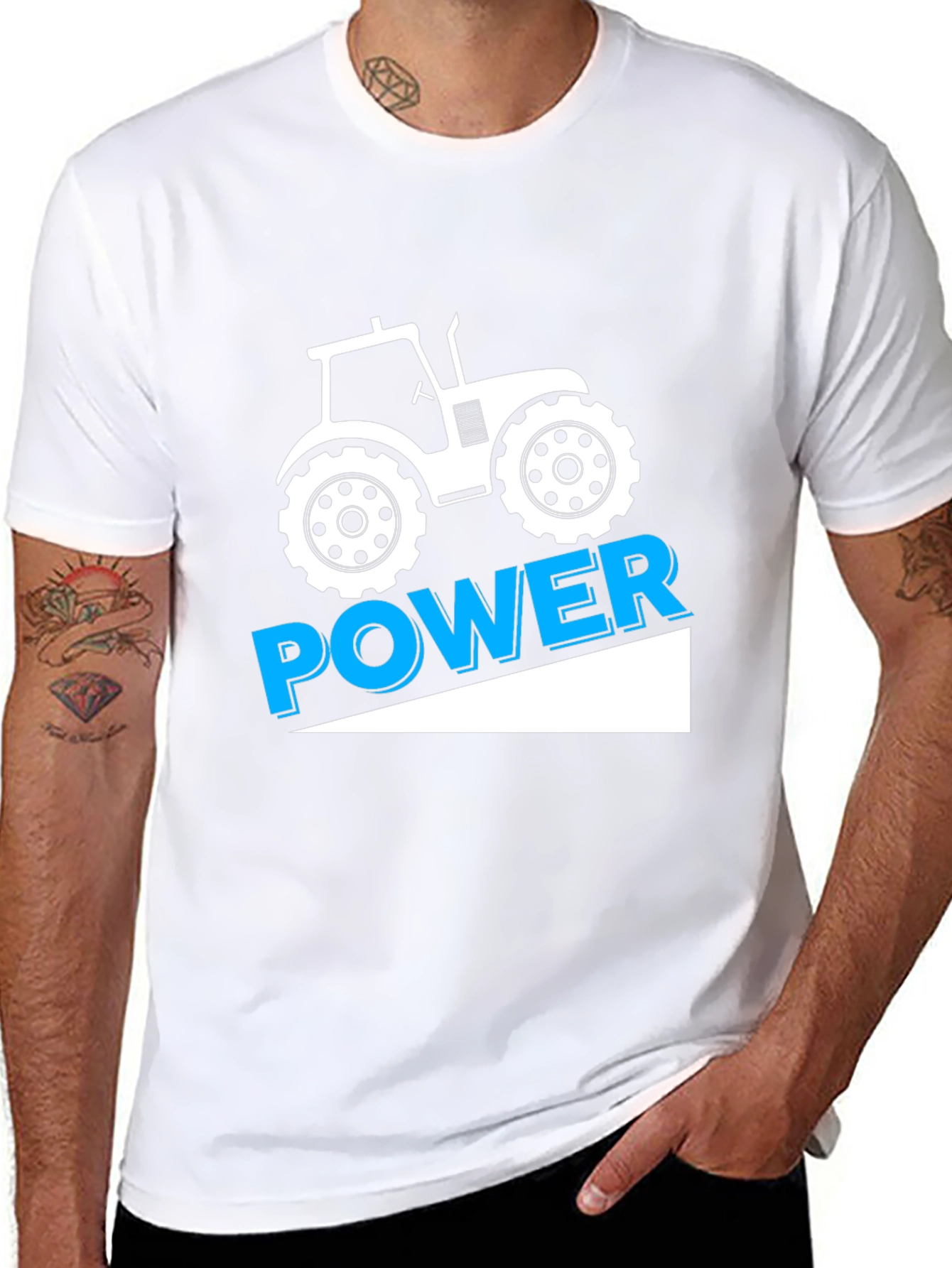 Tractor Power Graphic Tee - Black Cotton T-Shirt