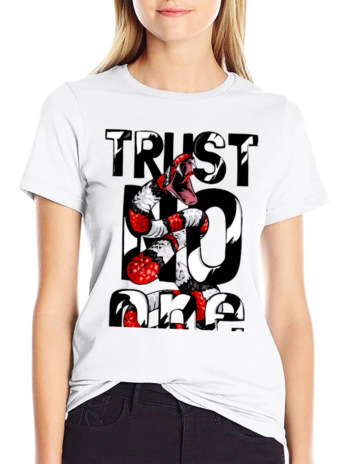 Trust No One Snake Graphic Tee - Black