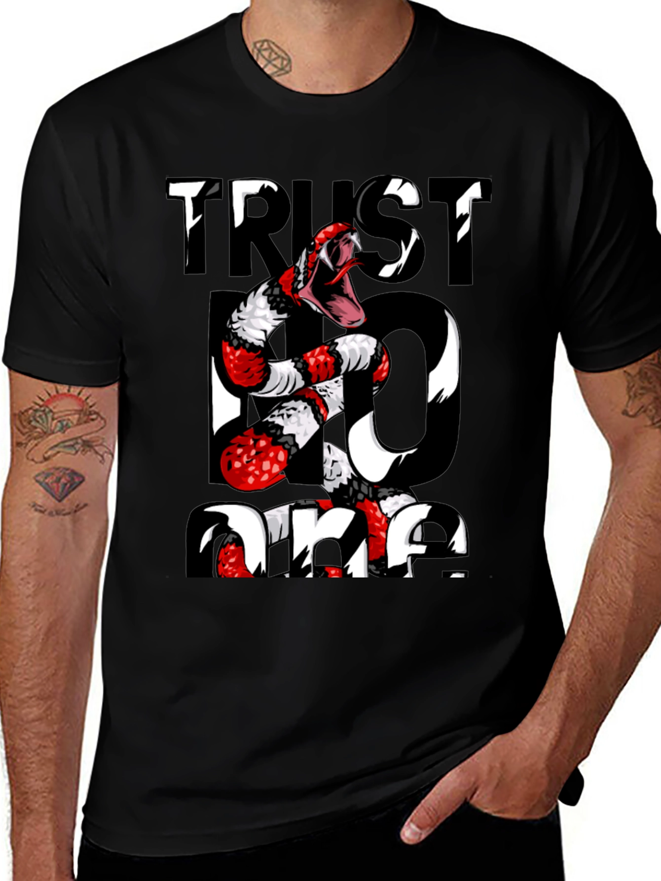 Trust No One Snake Graphic Tee - Black