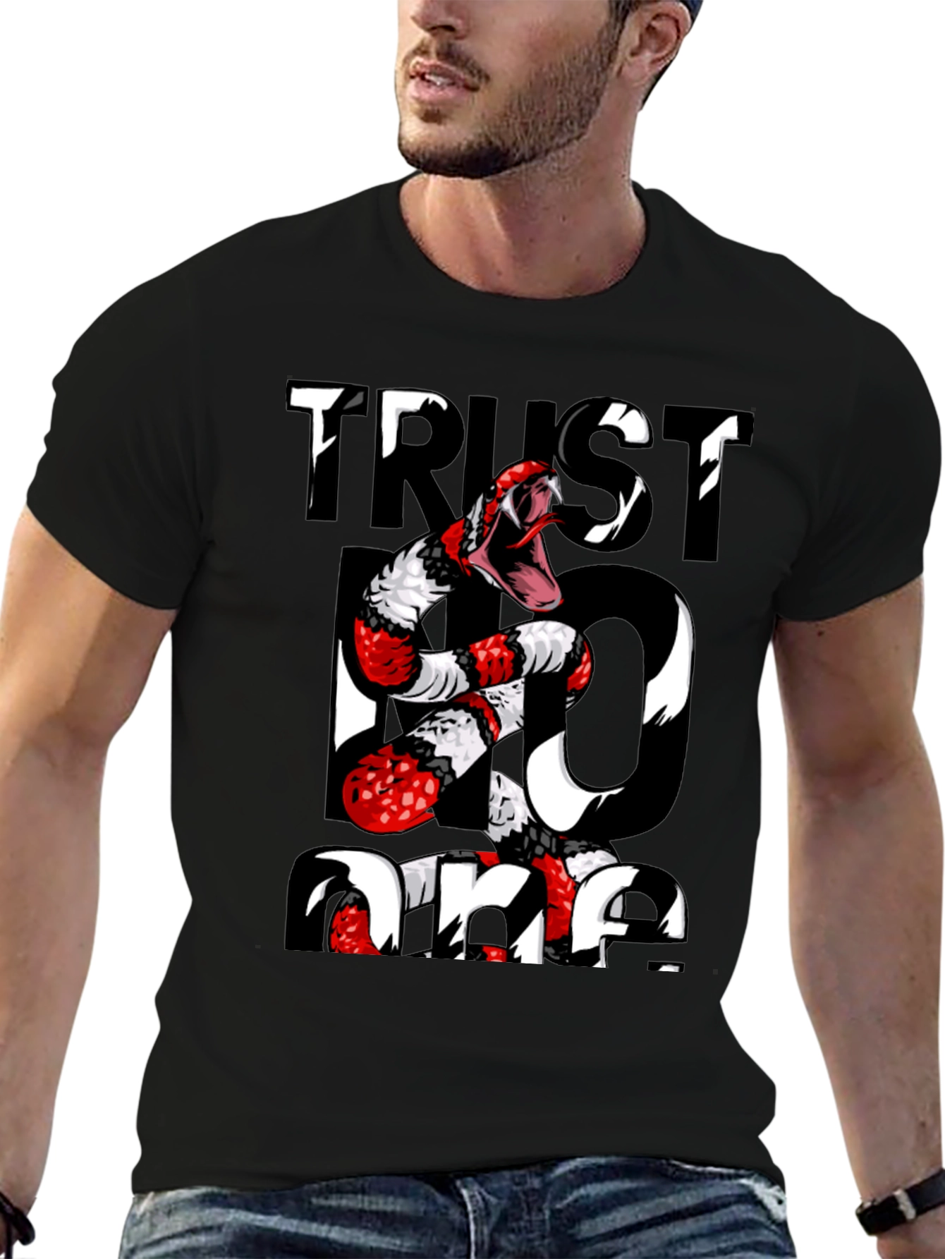 Trust No One Snake Graphic Tee - Black