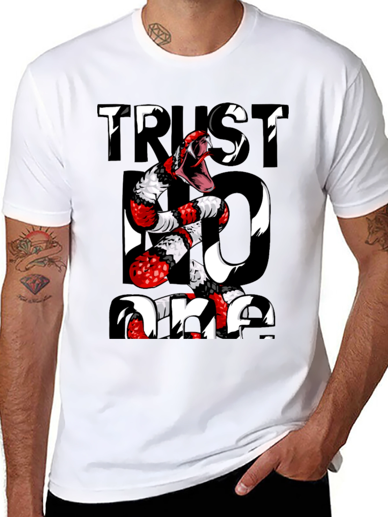 Trust No One Snake Graphic Tee - Black