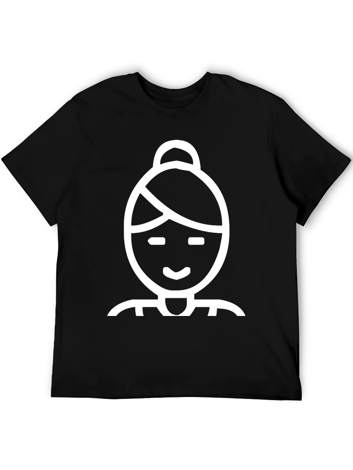 Black Tee with Woman Icon Graphic