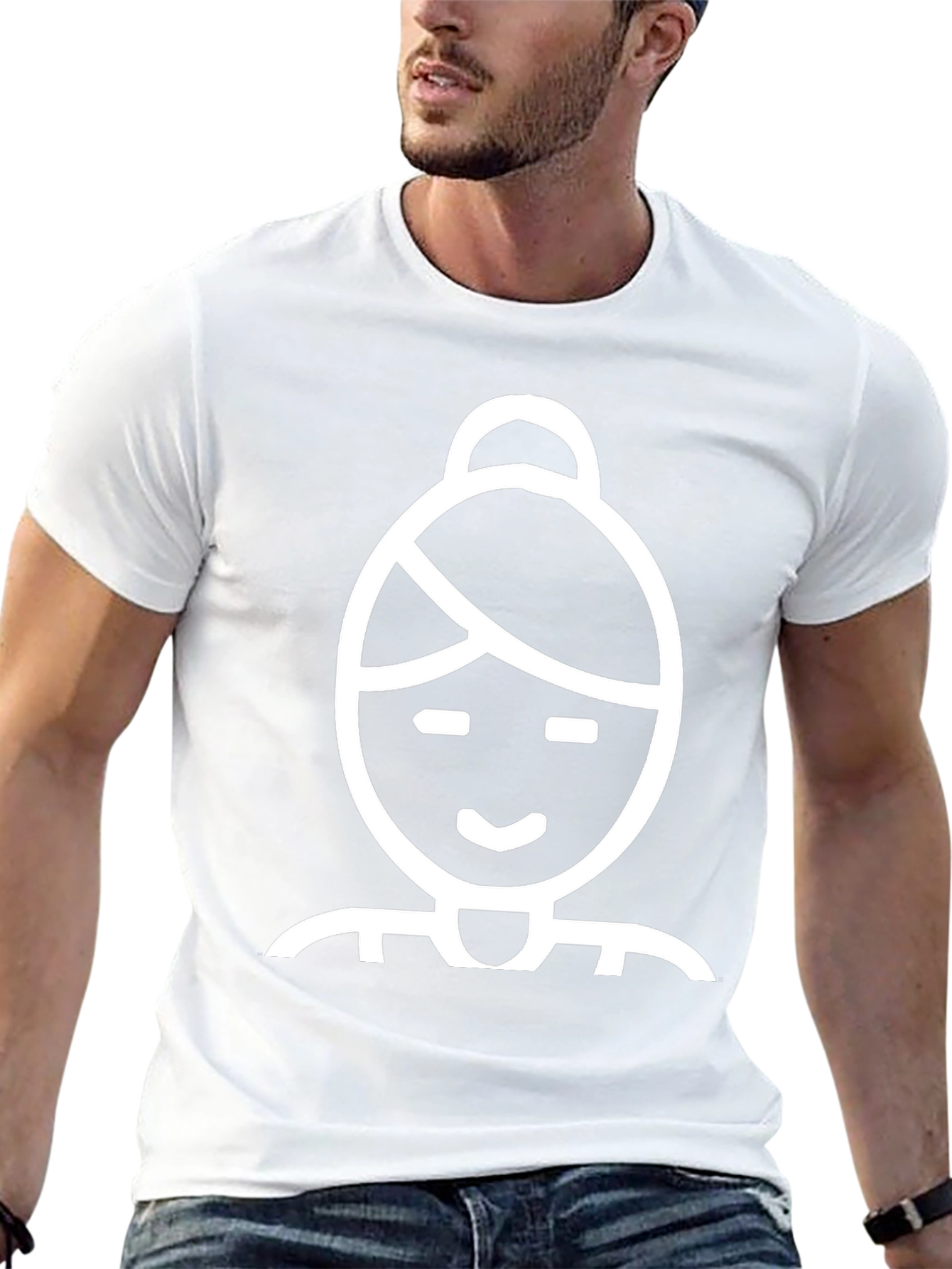 Black Tee with Woman Icon Graphic