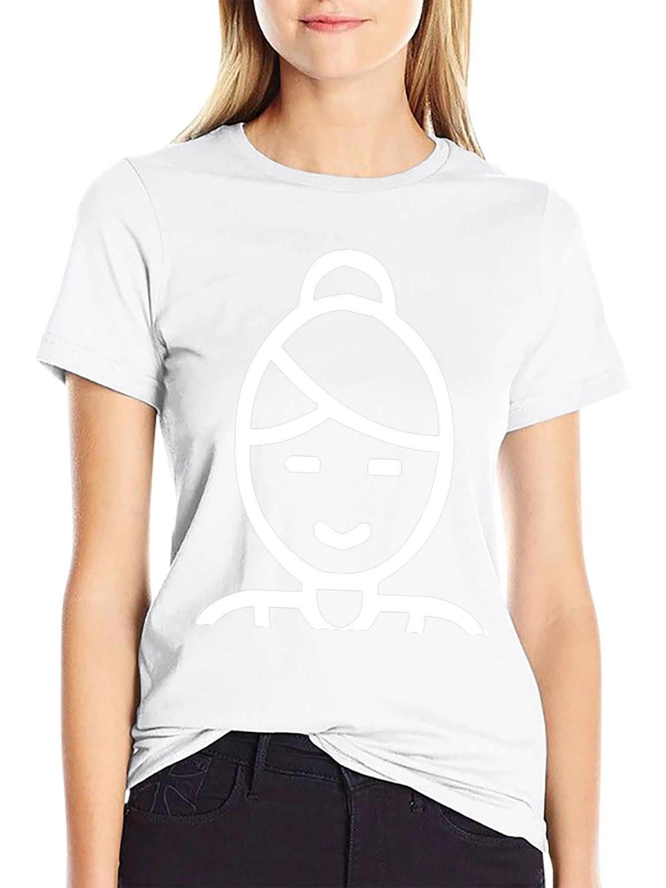 Black Tee with Woman Icon Graphic