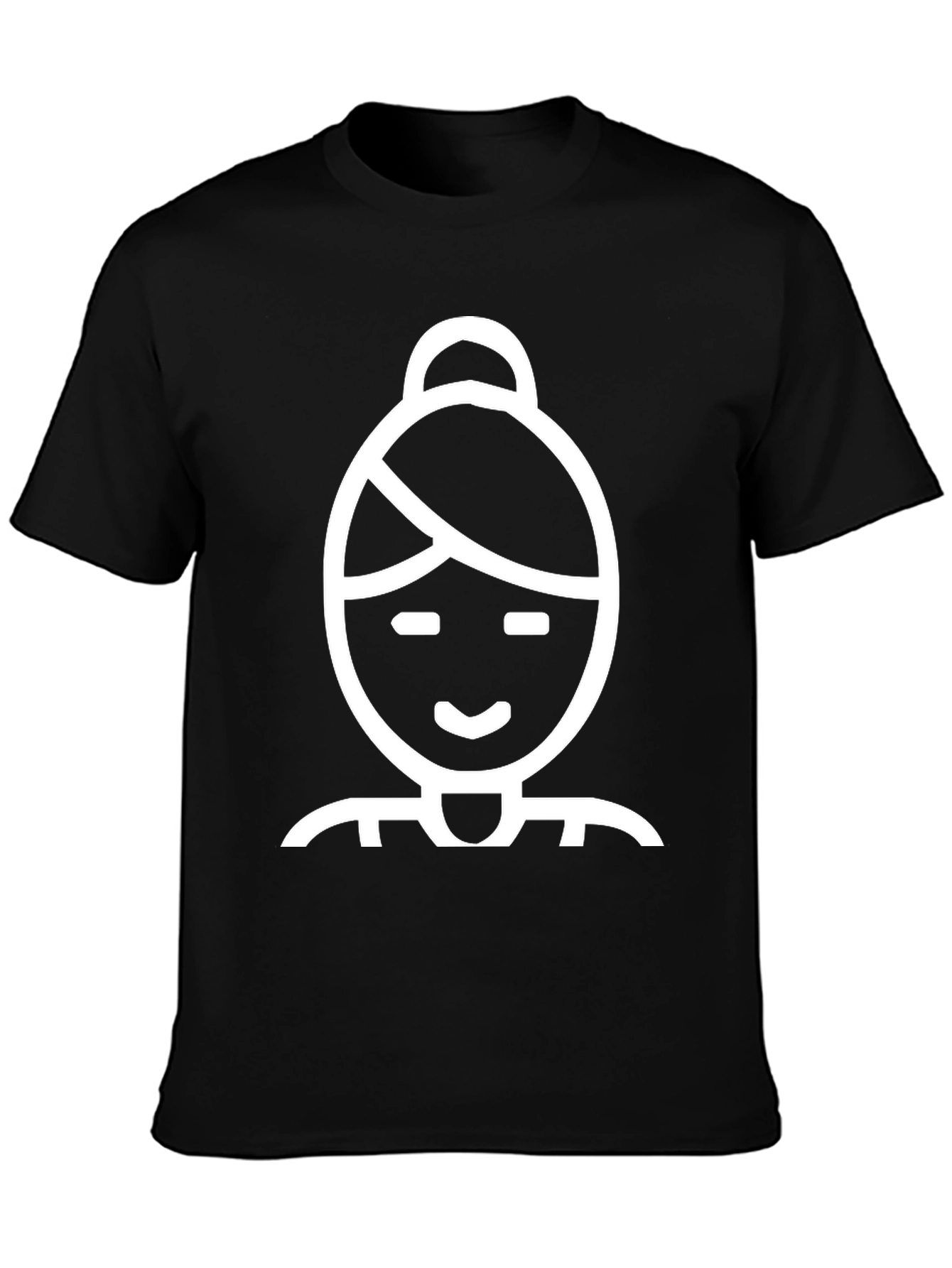 Black Tee with Woman Icon Graphic