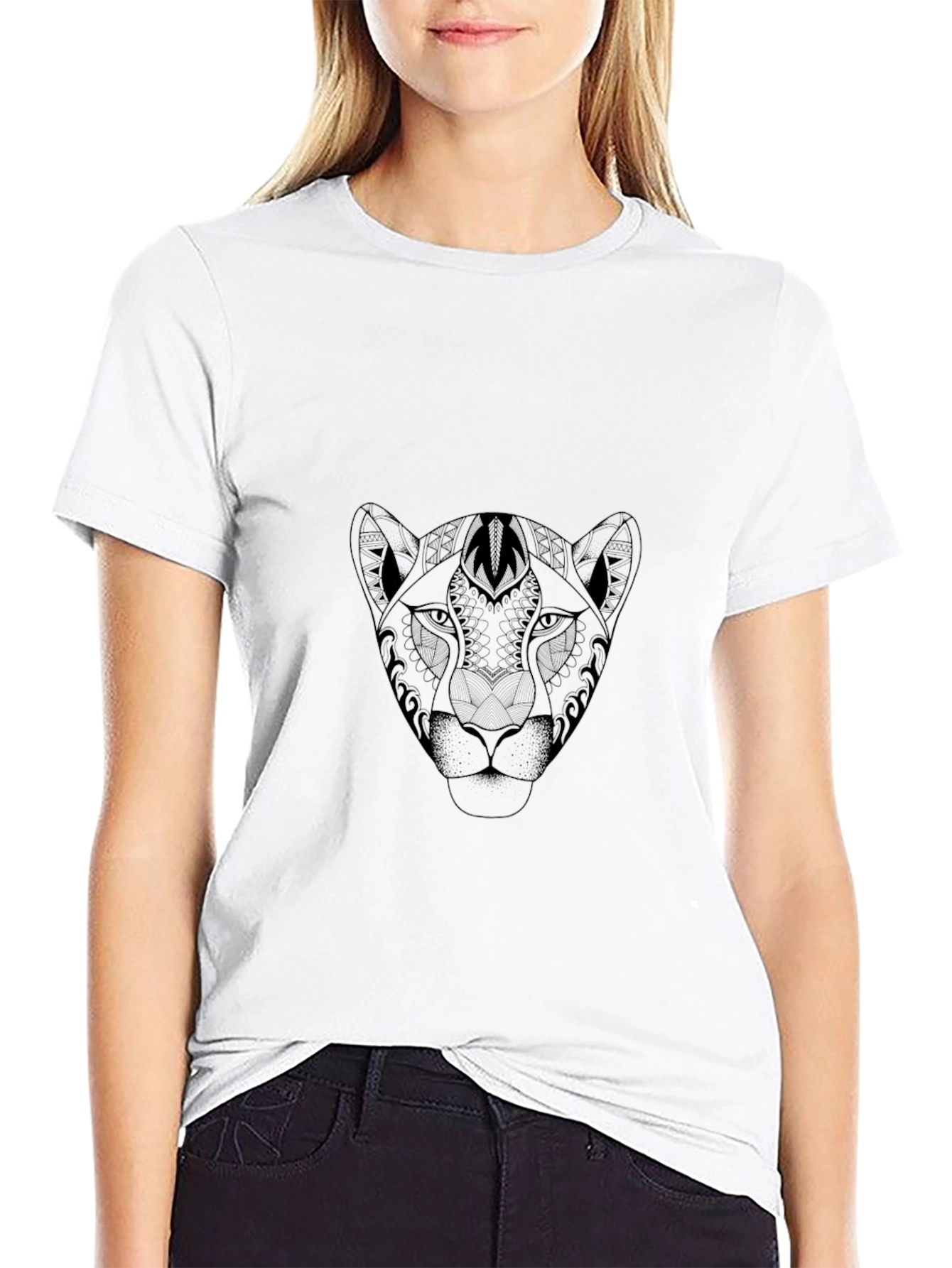 Black Tee with Animal Print