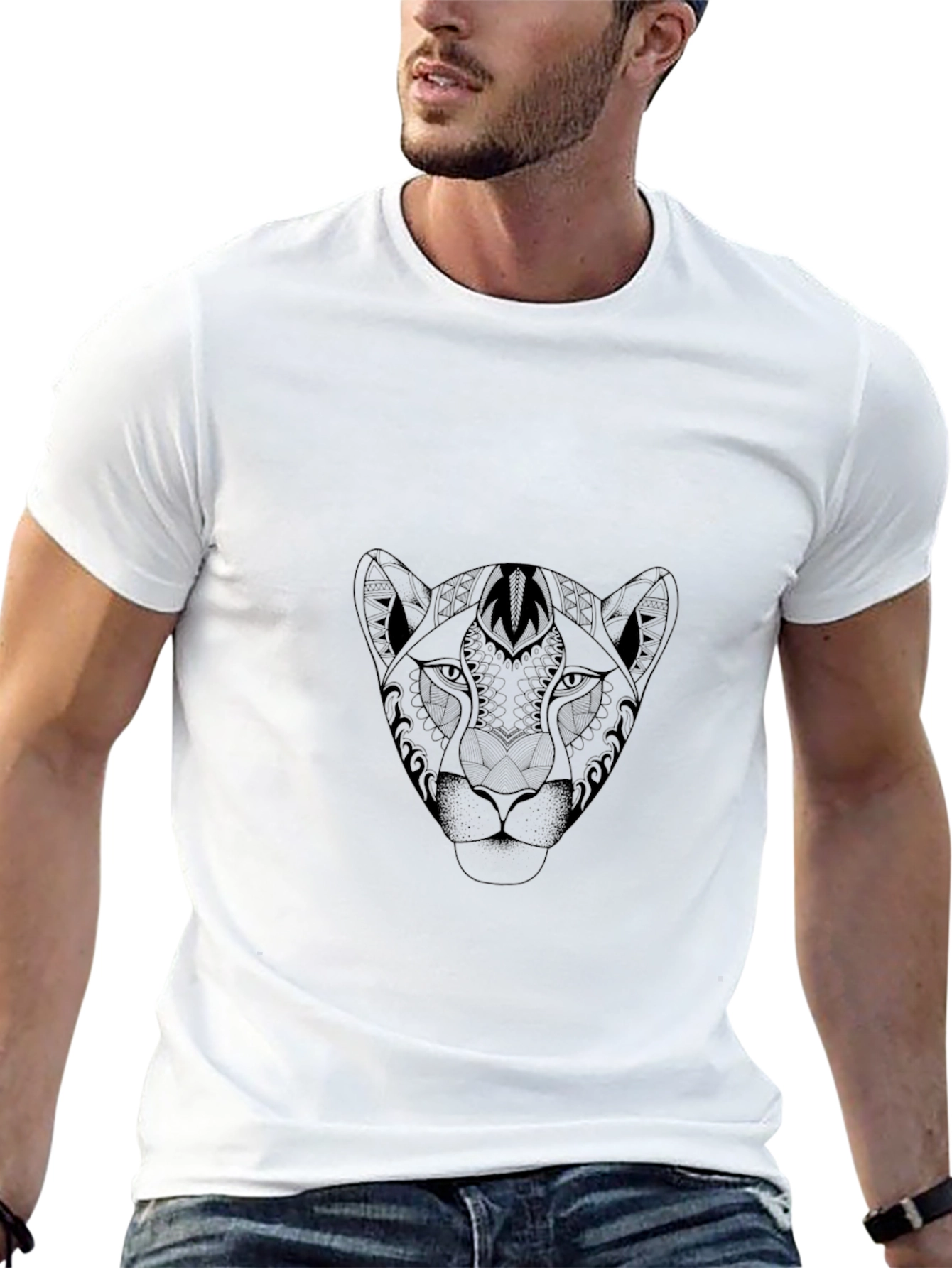 Black Tee with Animal Print