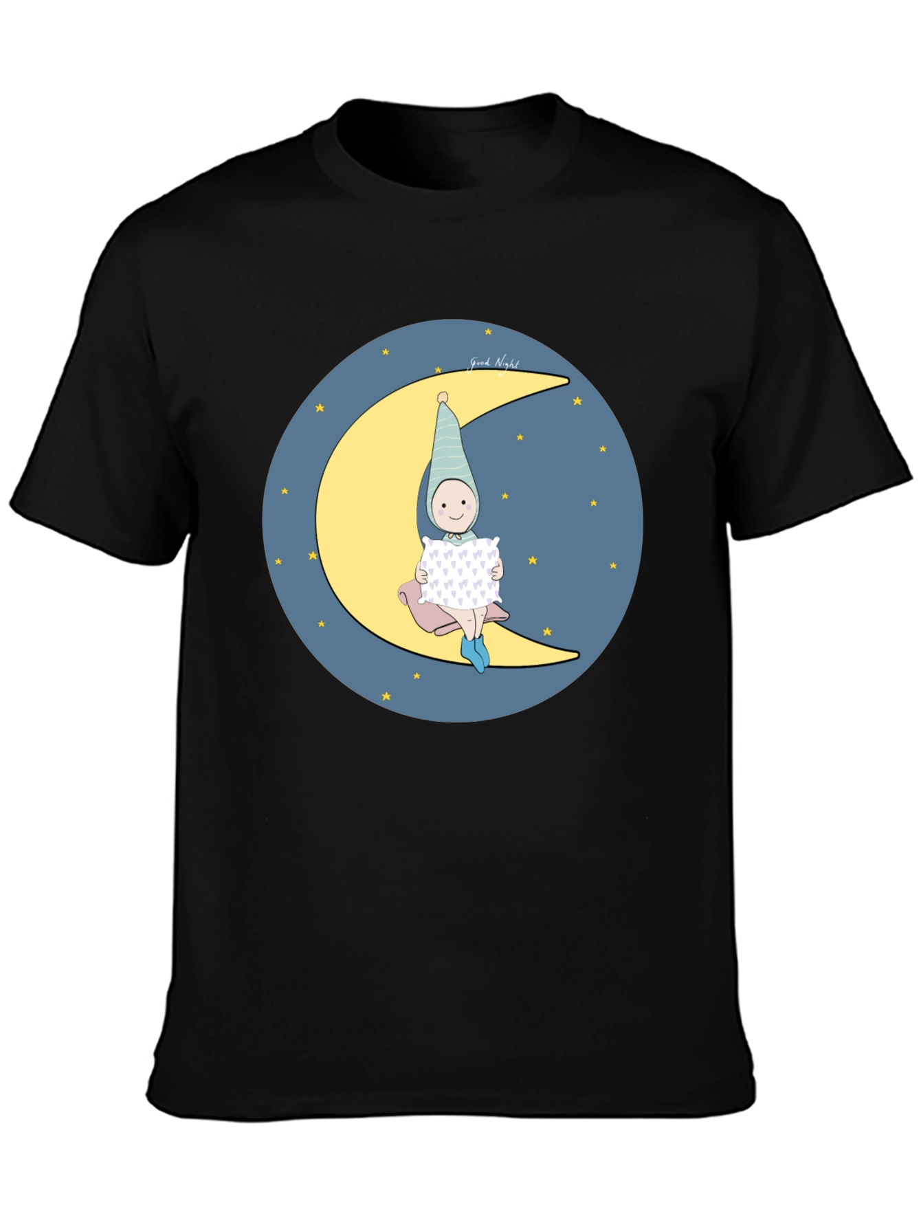 Sleepy Moon Kid Graphic Tee - Black