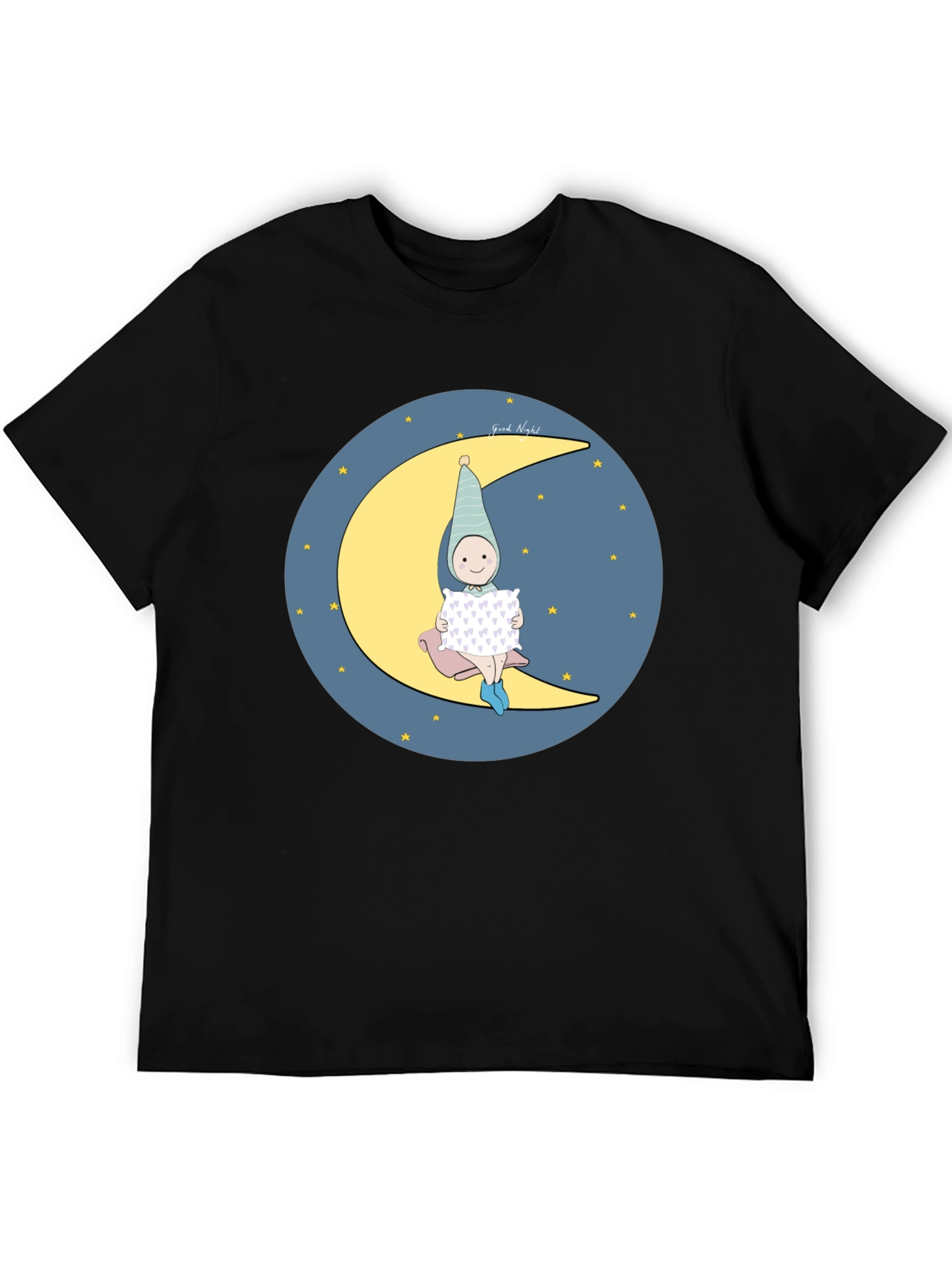 Sleepy Moon Kid Graphic Tee - Black