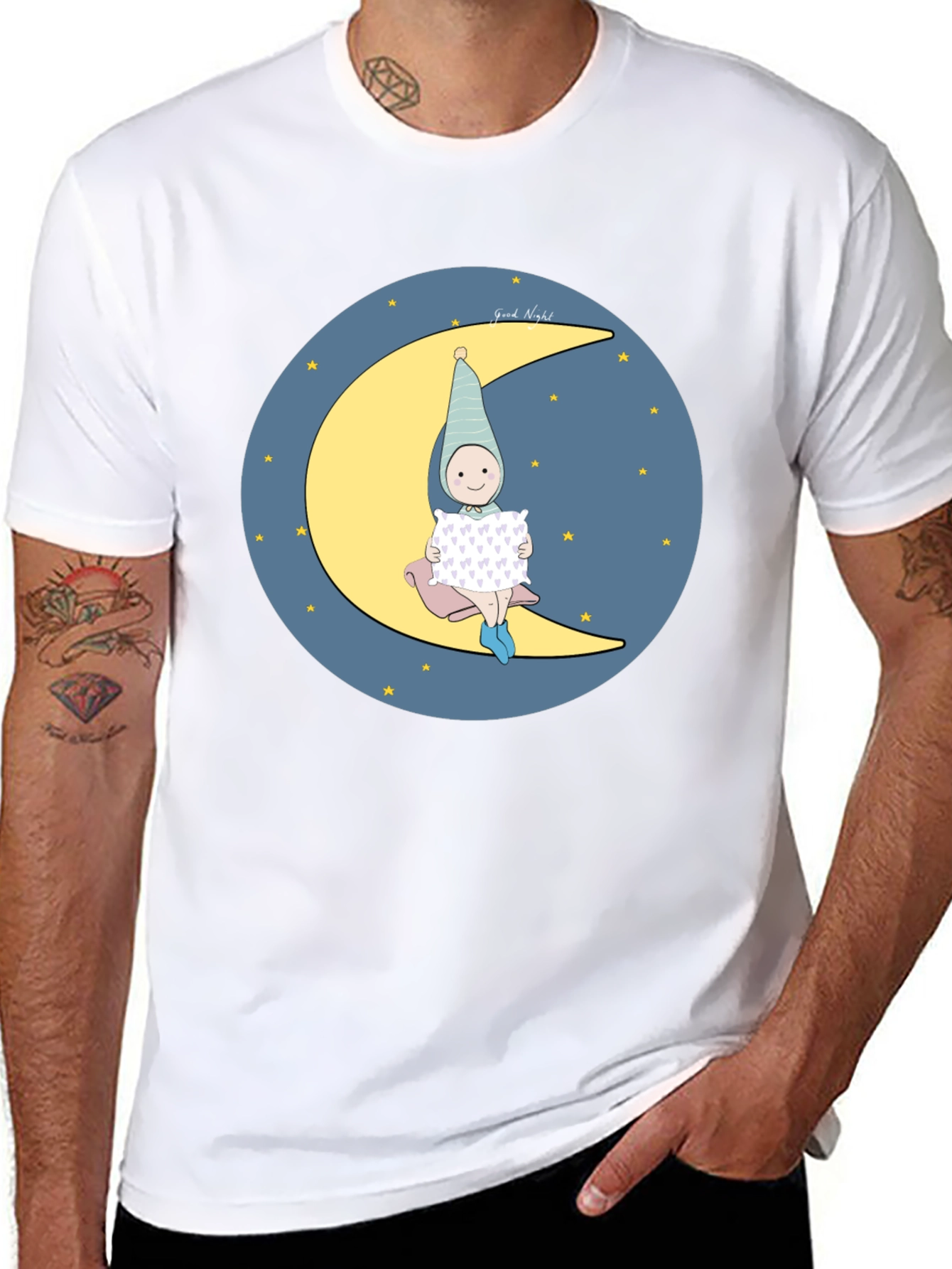 Sleepy Moon Kid Graphic Tee - Black