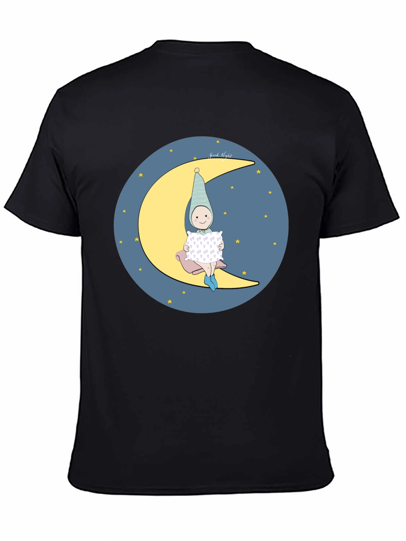 Sleepy Moon Kid Graphic Tee - Black