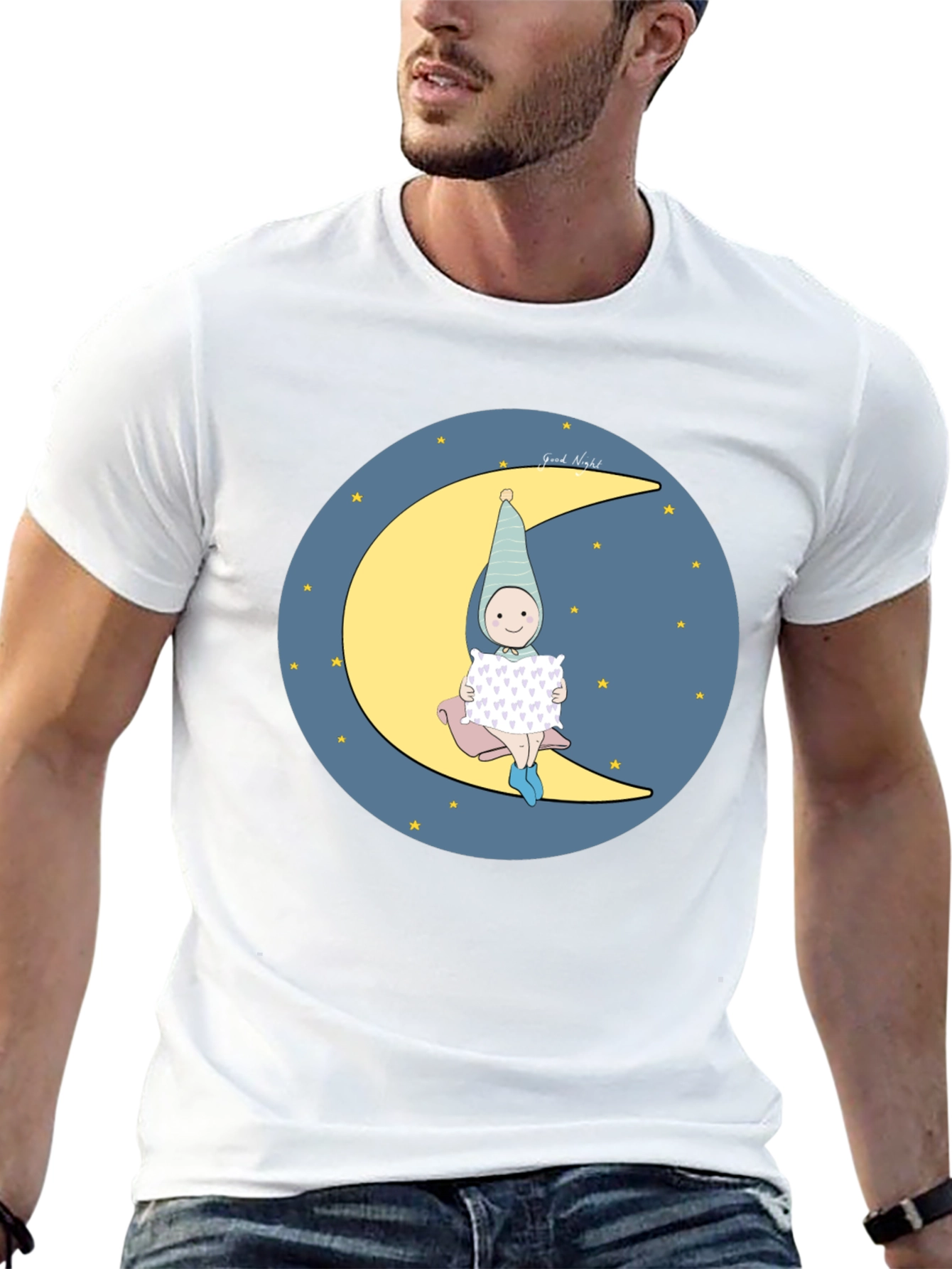 Sleepy Moon Kid Graphic Tee - Black