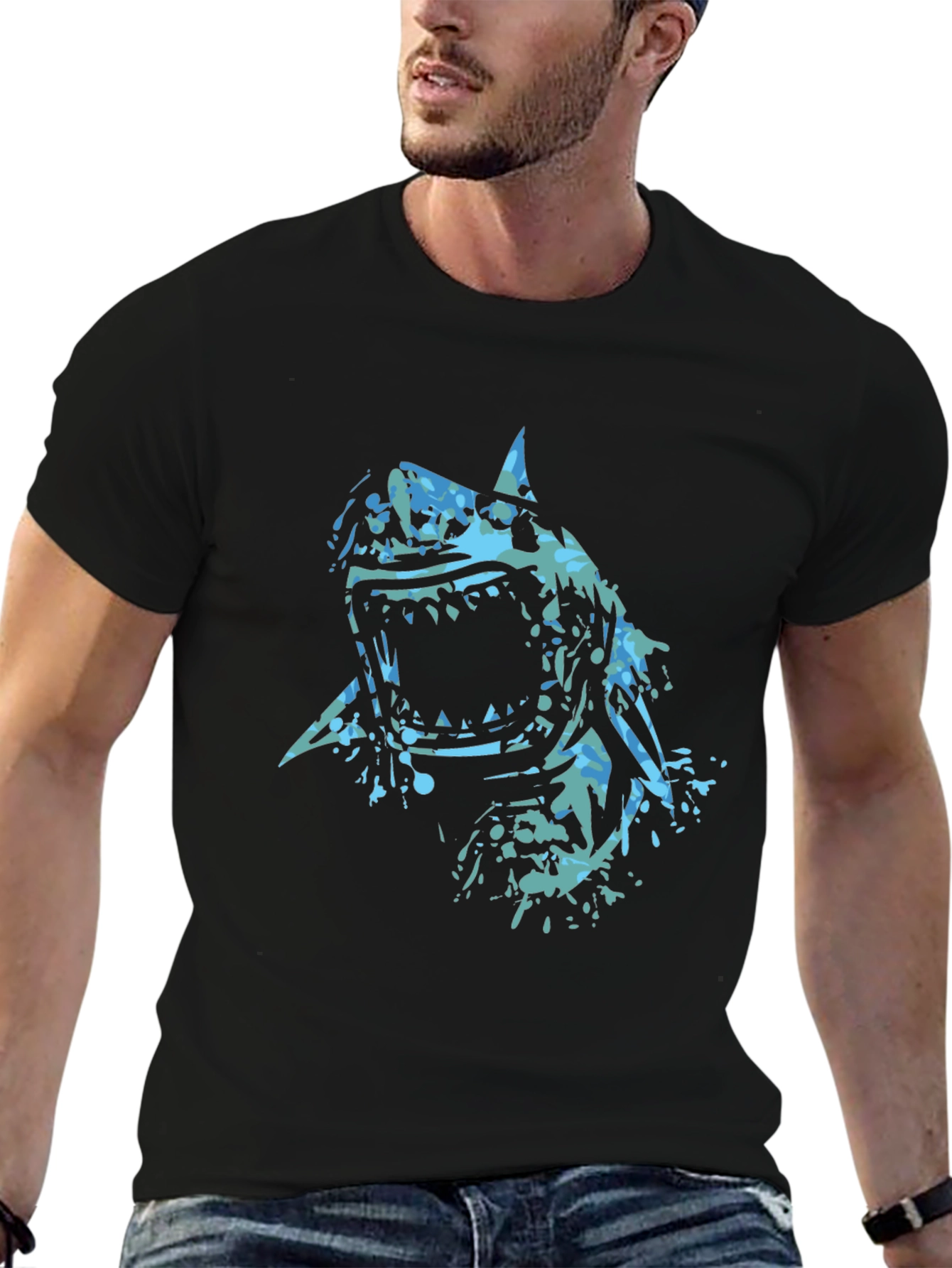 Shark Graphic Black Tee