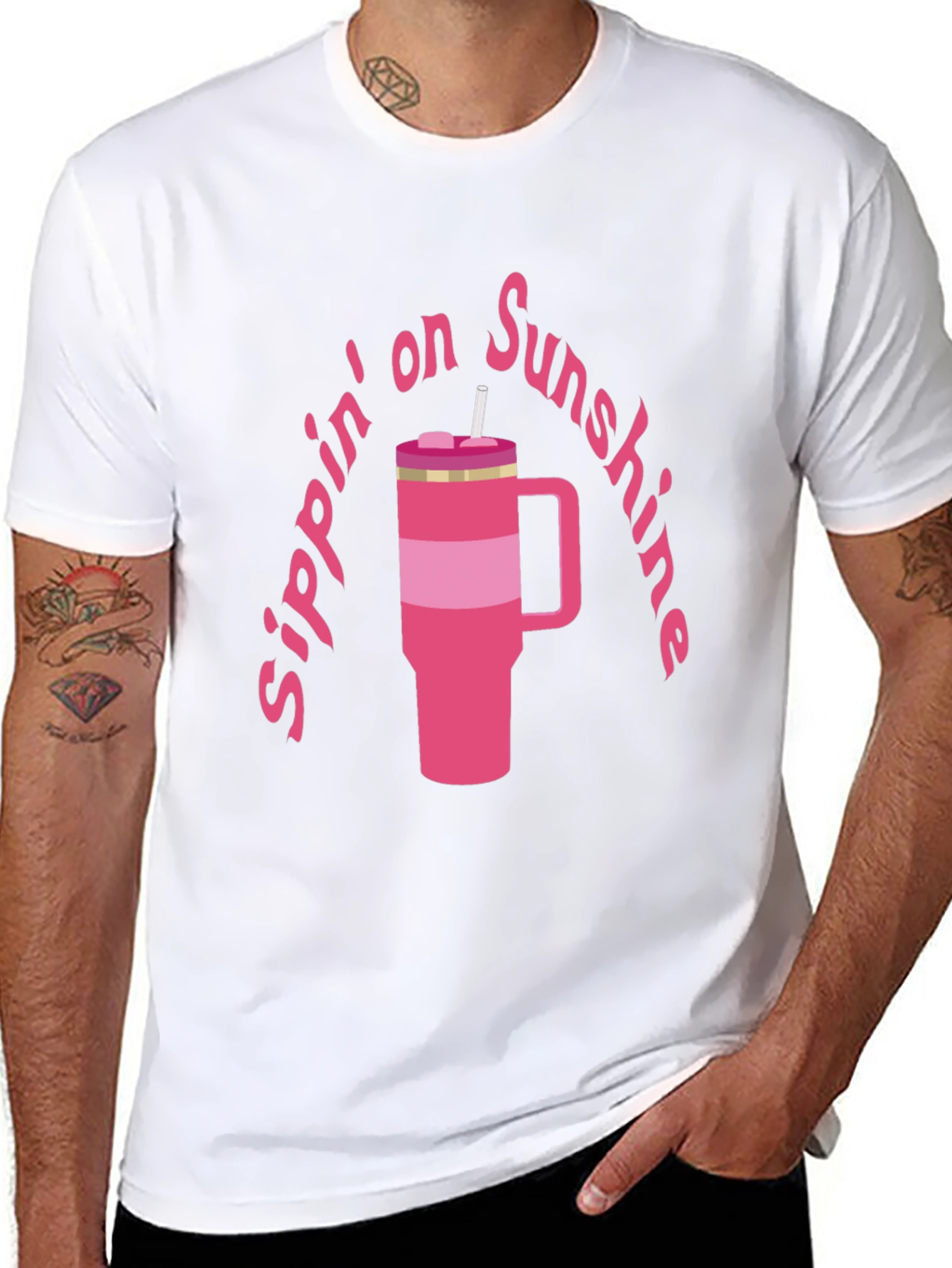 Sippin on Sunshine T-Shirt Pink Tumbler Graphic