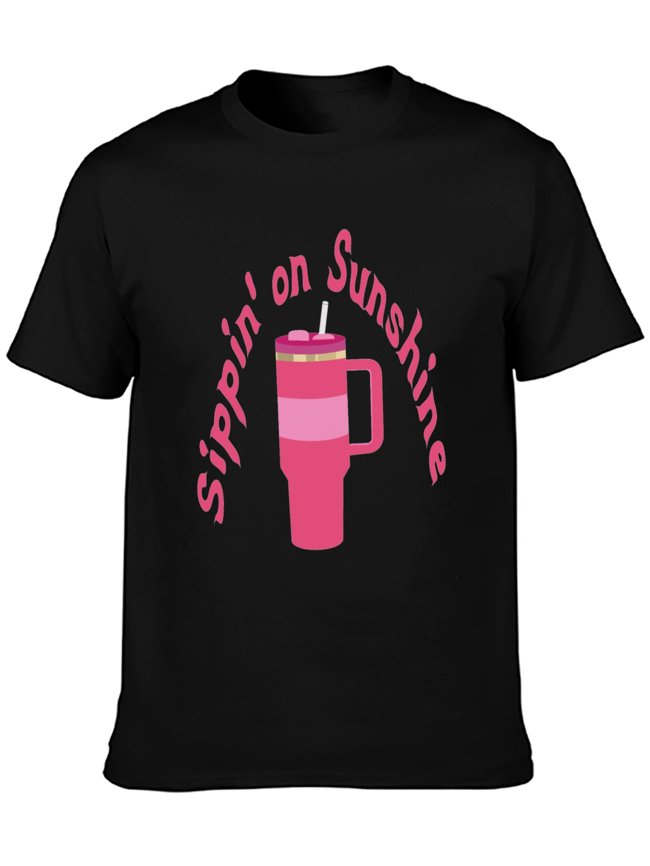 Sippin on Sunshine T-Shirt Pink Tumbler Graphic