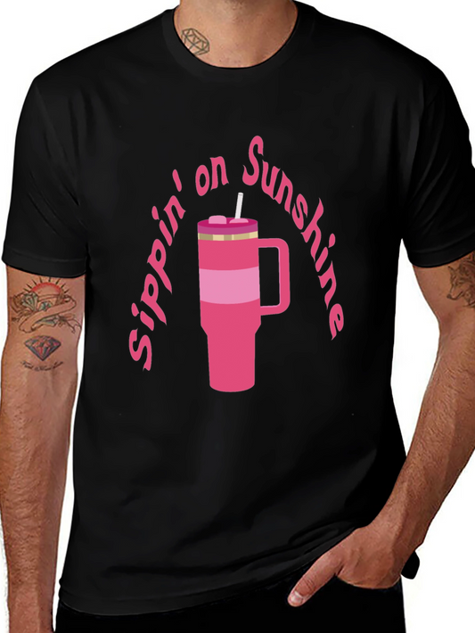 Sippin on Sunshine T-Shirt Pink Tumbler Graphic