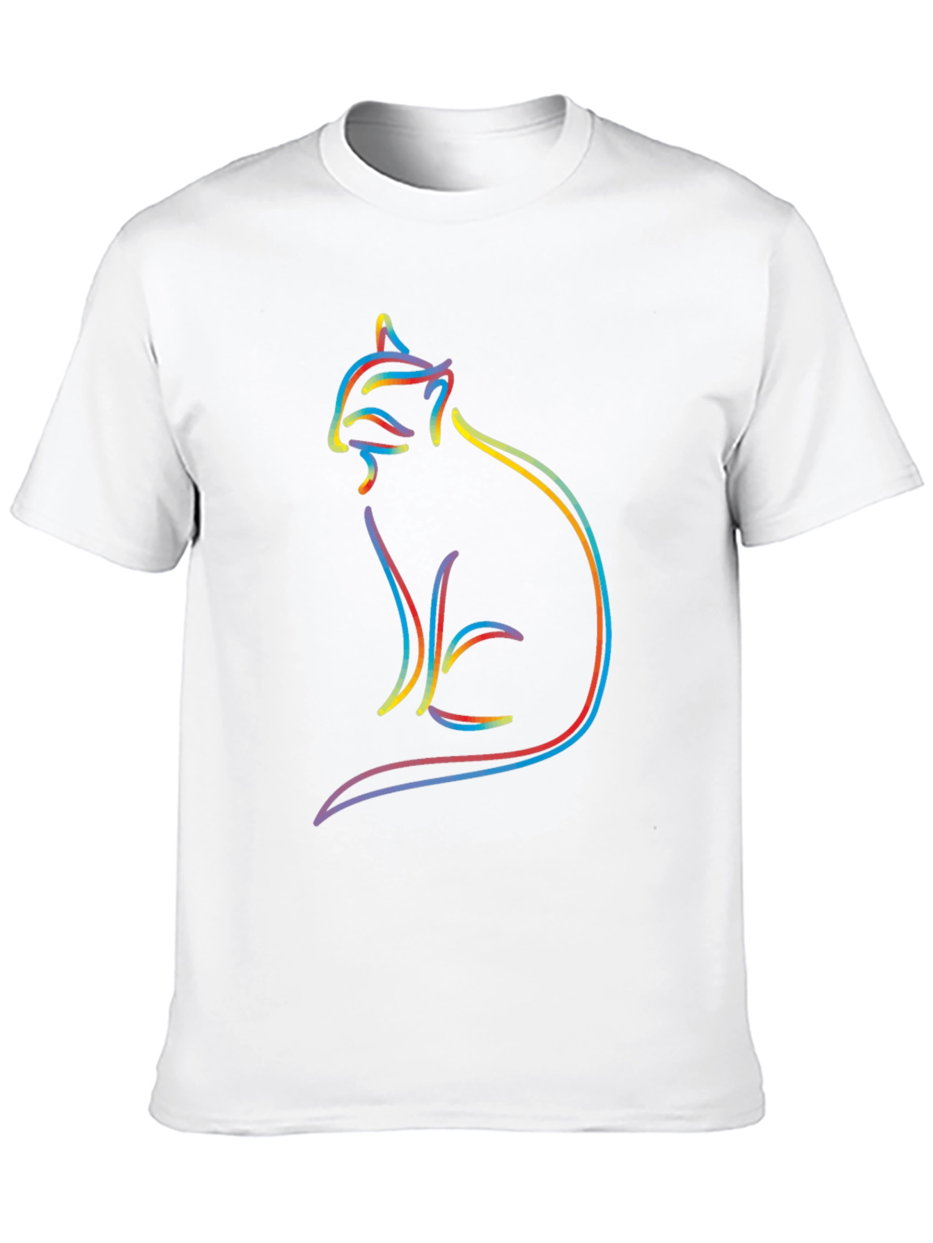 Abstract Cat Outline Graphic T-Shirt