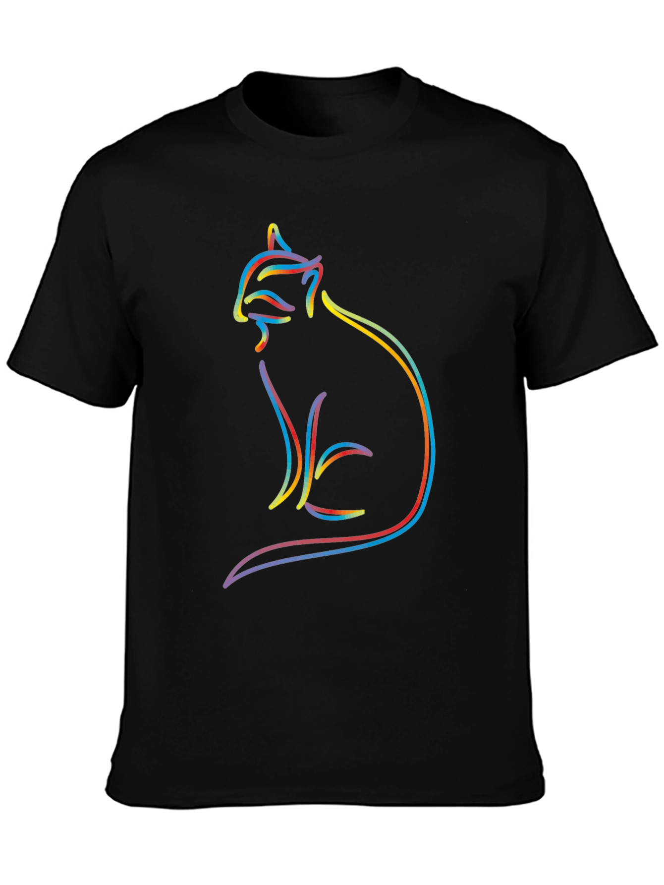 Abstract Cat Outline Graphic T-Shirt