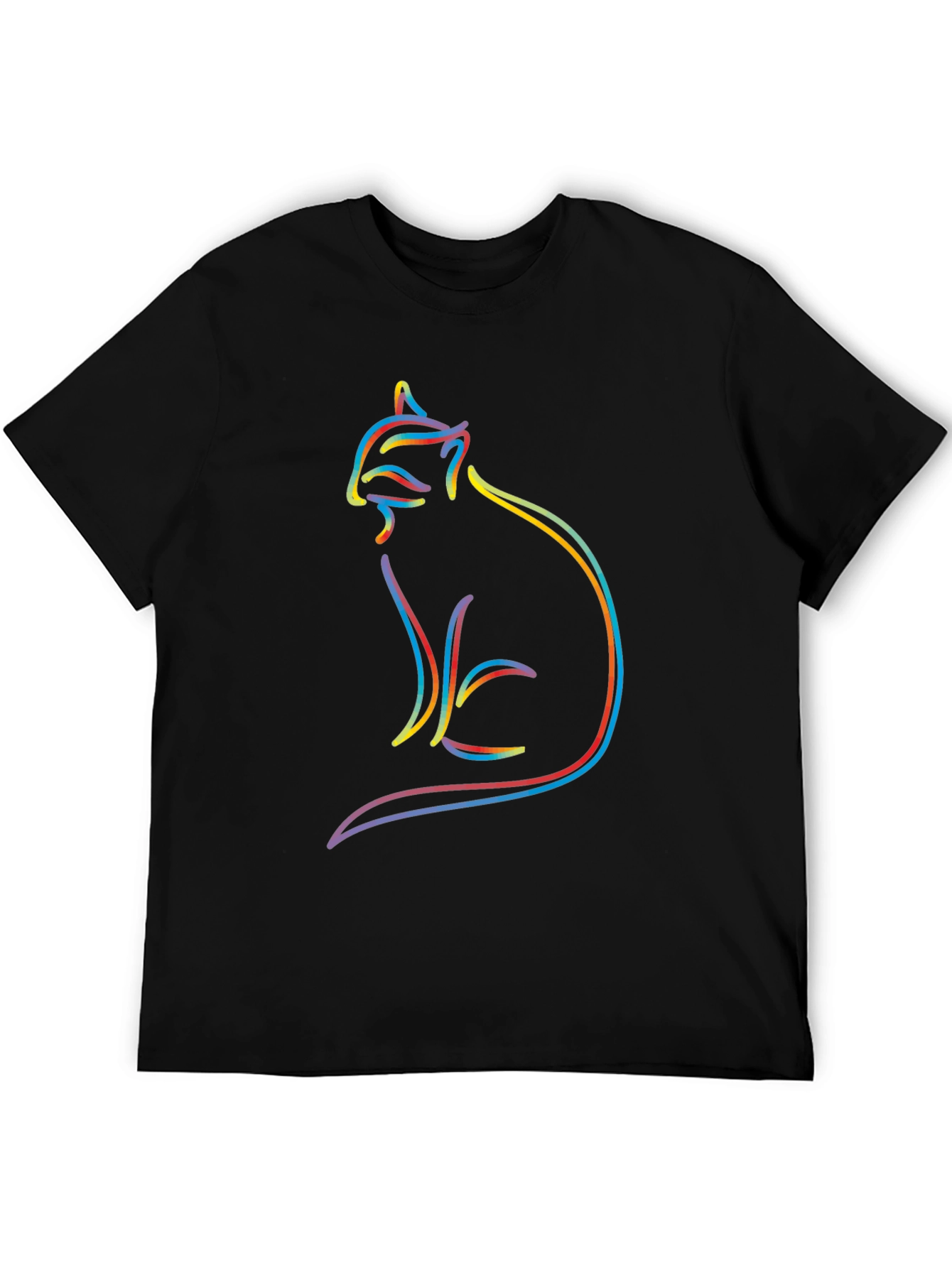 Abstract Cat Outline Graphic T-Shirt