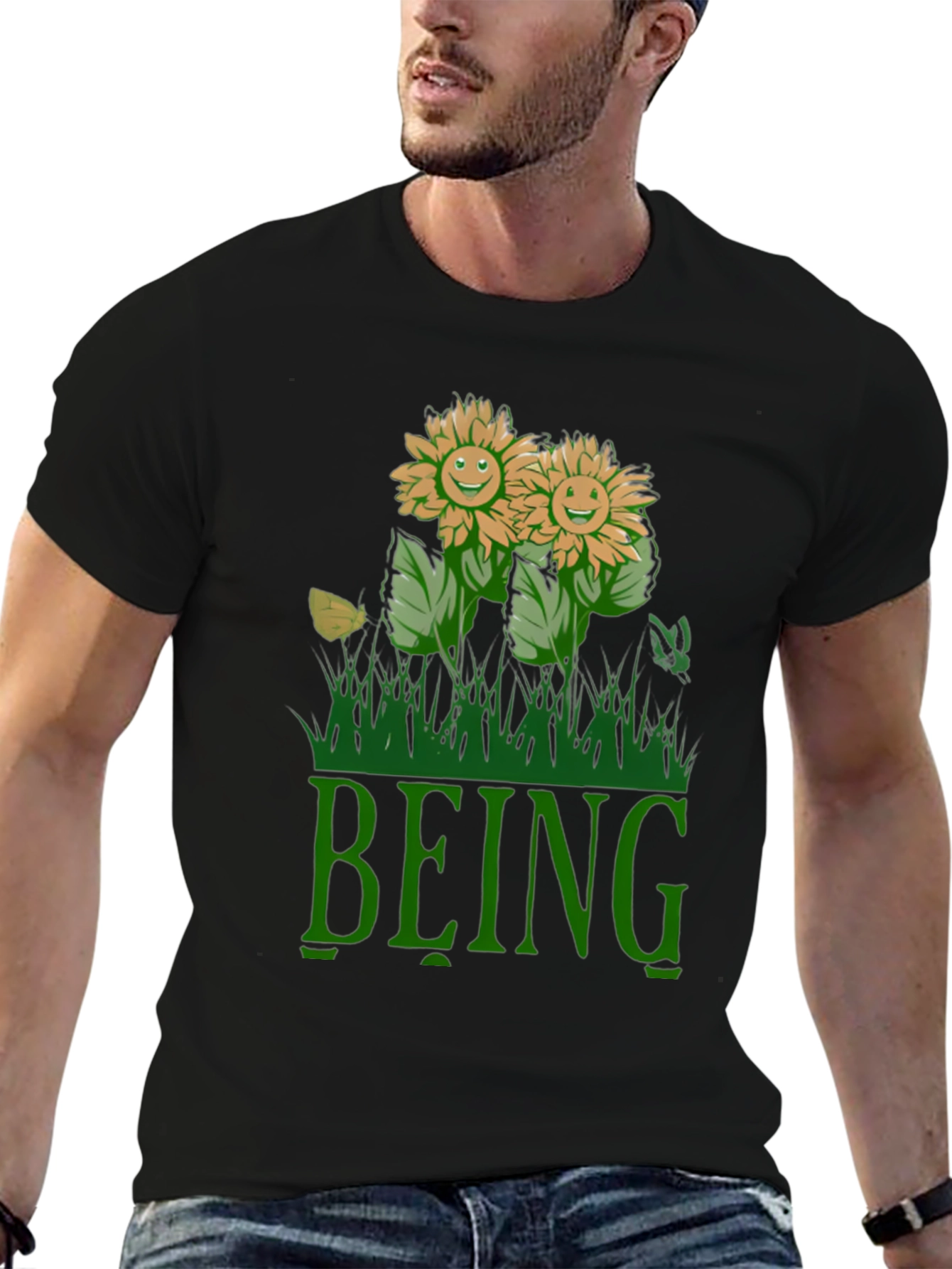 Being Sunflower Graphic T-Shirt - Black