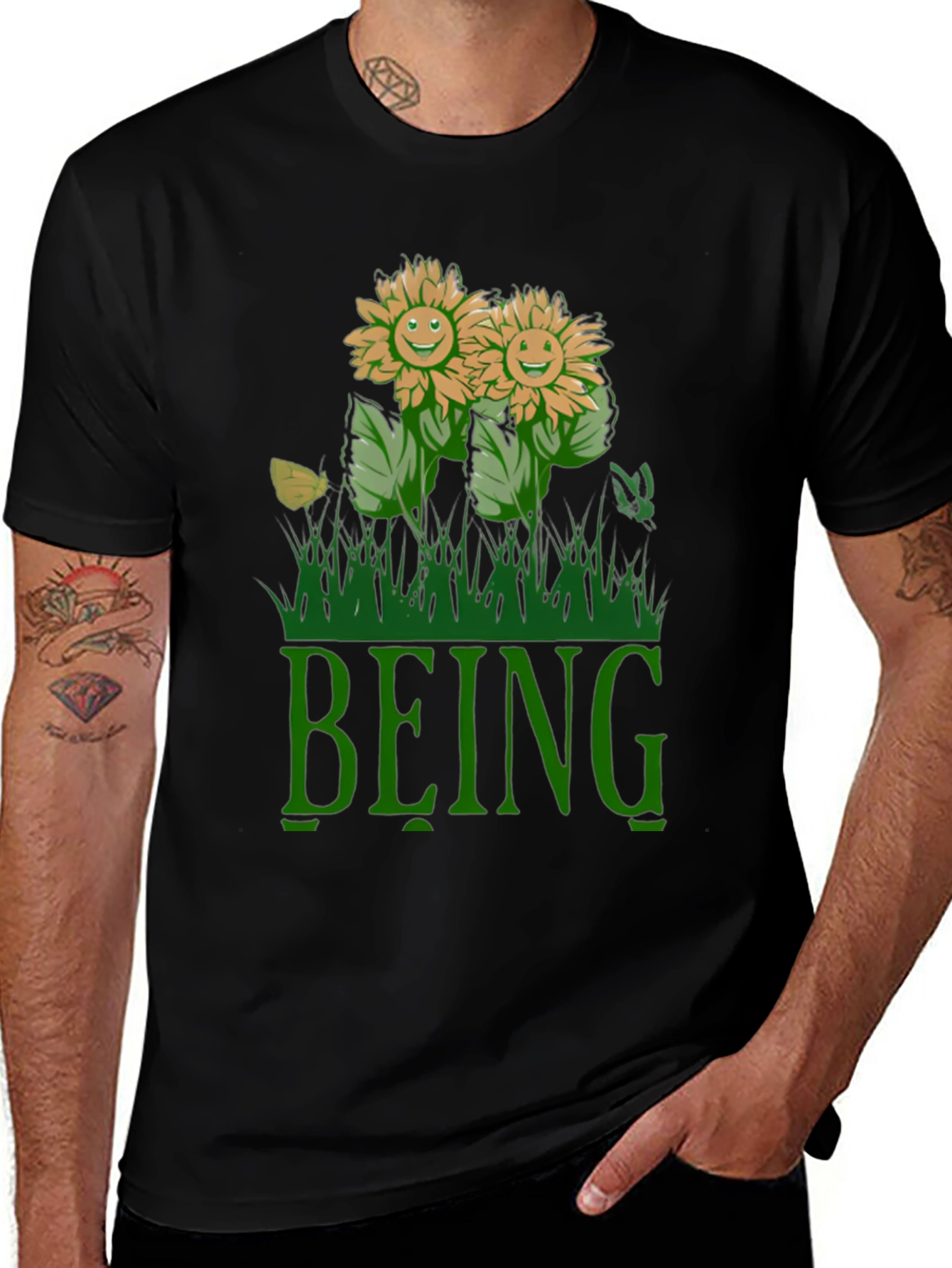 Being Sunflower Graphic T-Shirt - Black