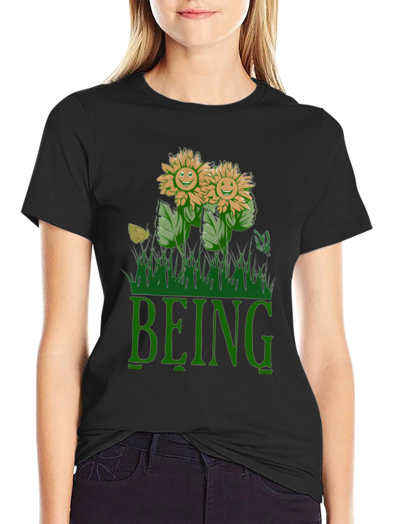 Being Sunflower Graphic T-Shirt - Black