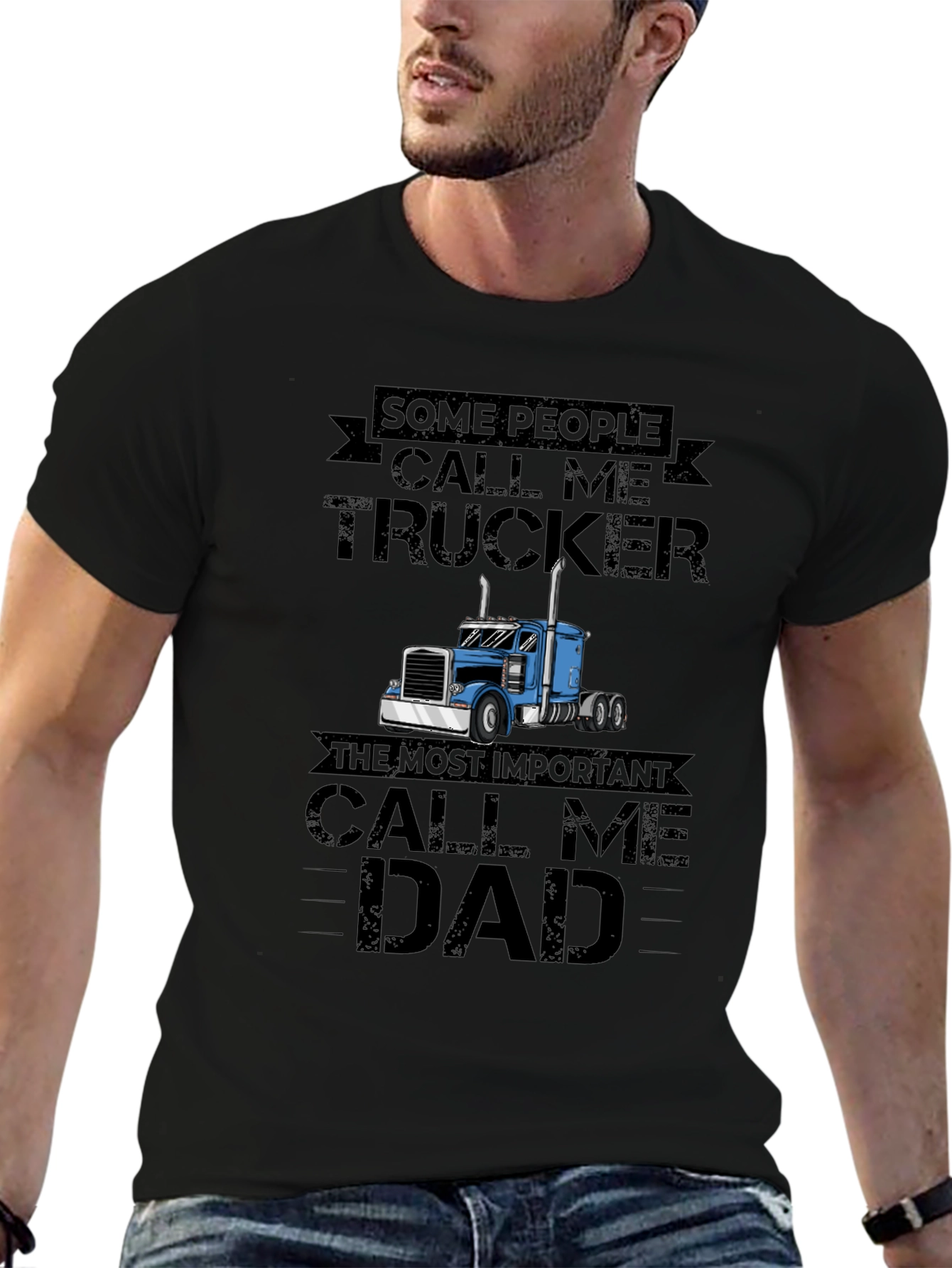 Trucker Dad Graphic Tee - Black