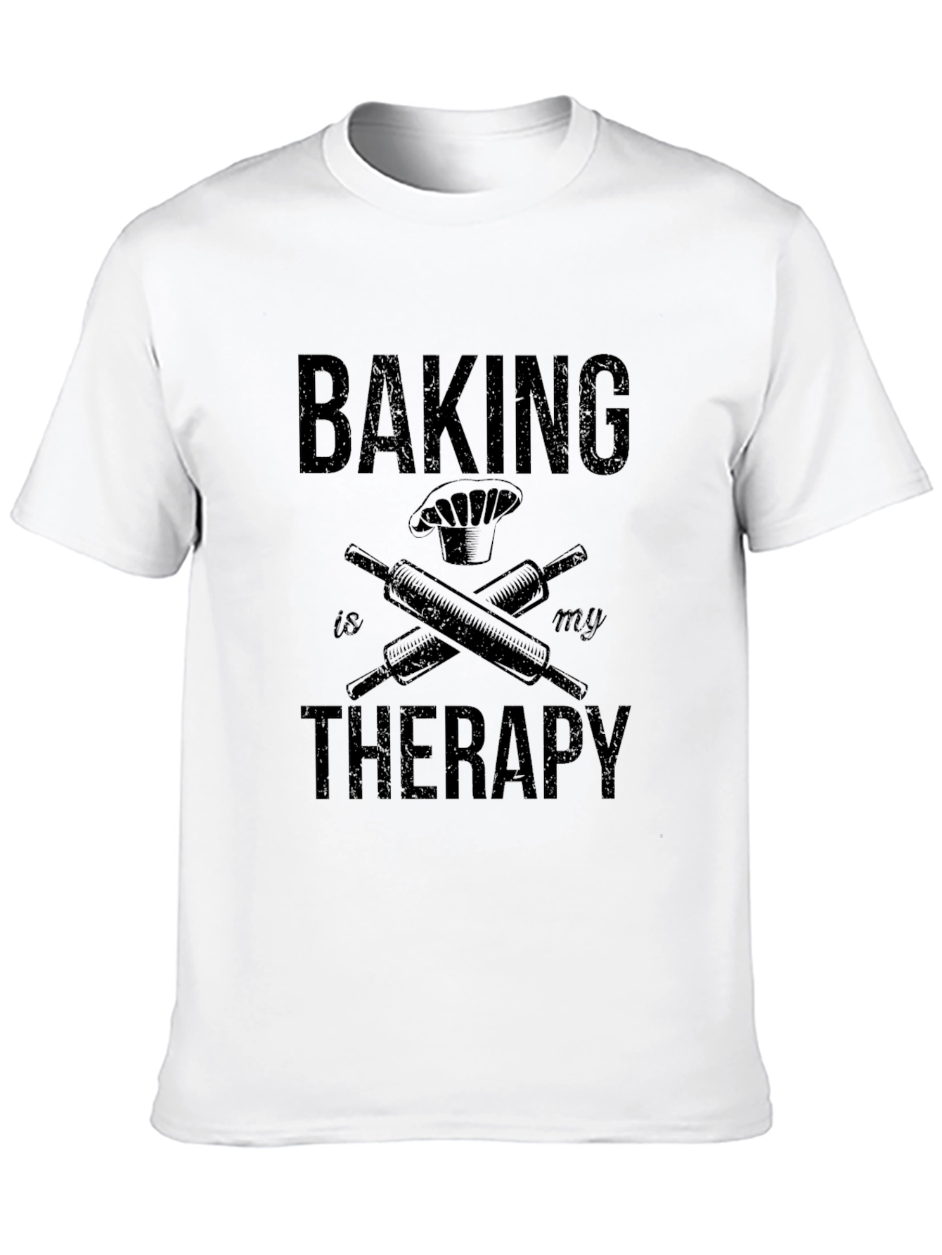Baking is My Therapy Black Graphic T-Shirt