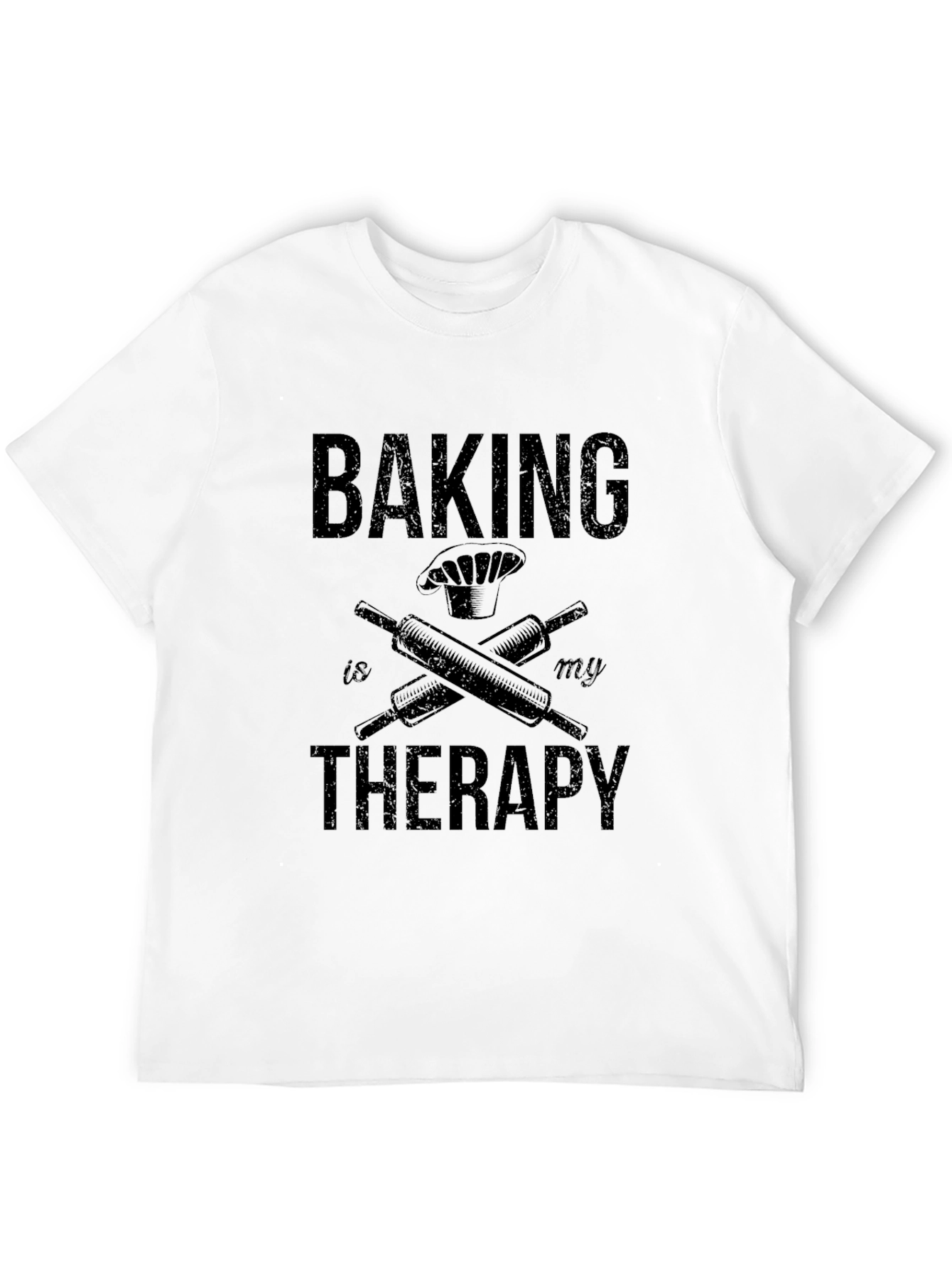 Baking is My Therapy Black Graphic T-Shirt