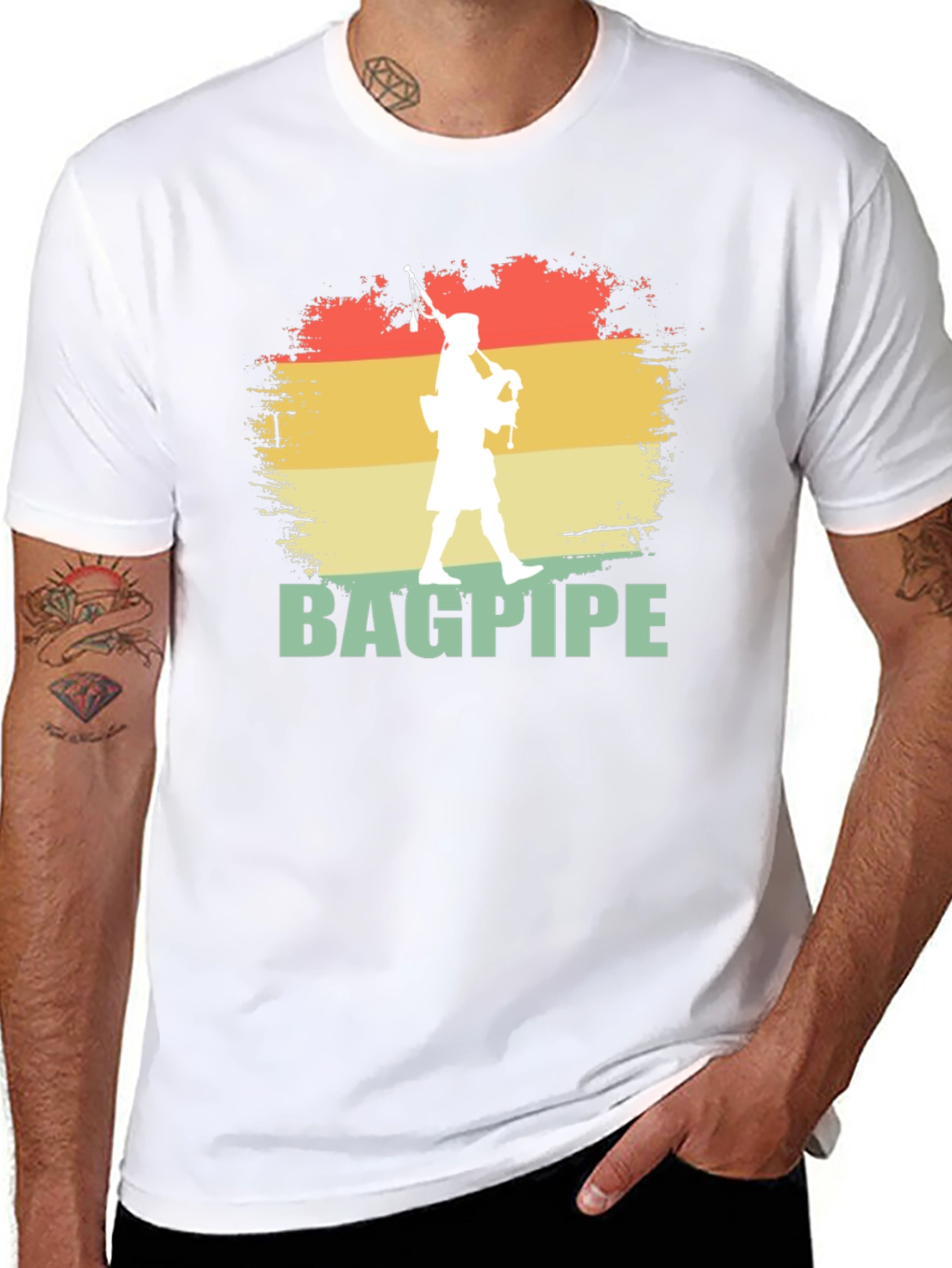 Bagpipe Player Graphic T-Shirt | Retro Style Design