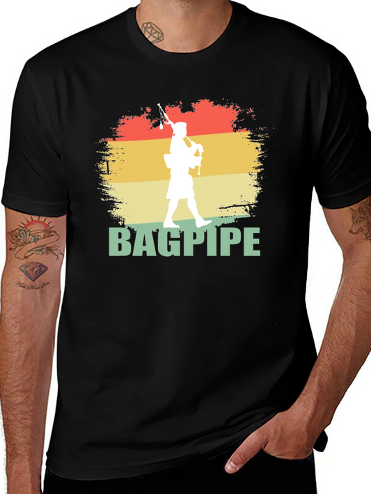 Bagpipe Player Graphic T-Shirt | Retro Style Design