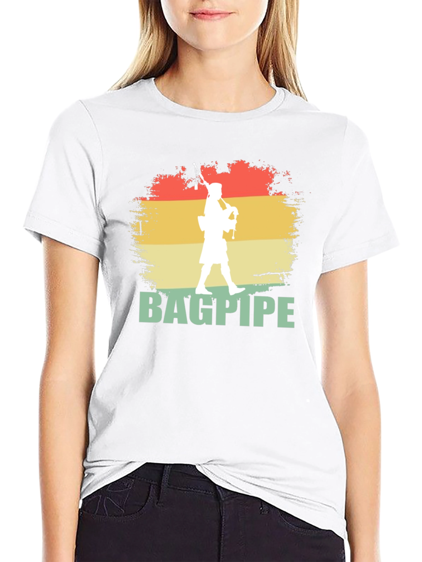 Bagpipe Player Graphic T-Shirt | Retro Style Design