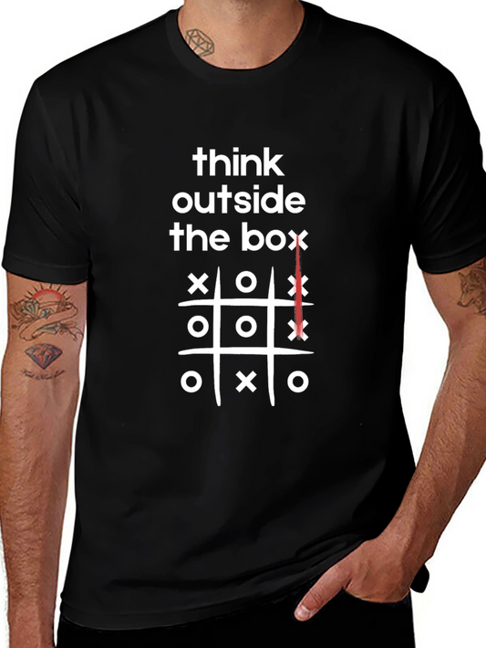 Think Outside the Box Tic Tac Toe Black Graphic Tee