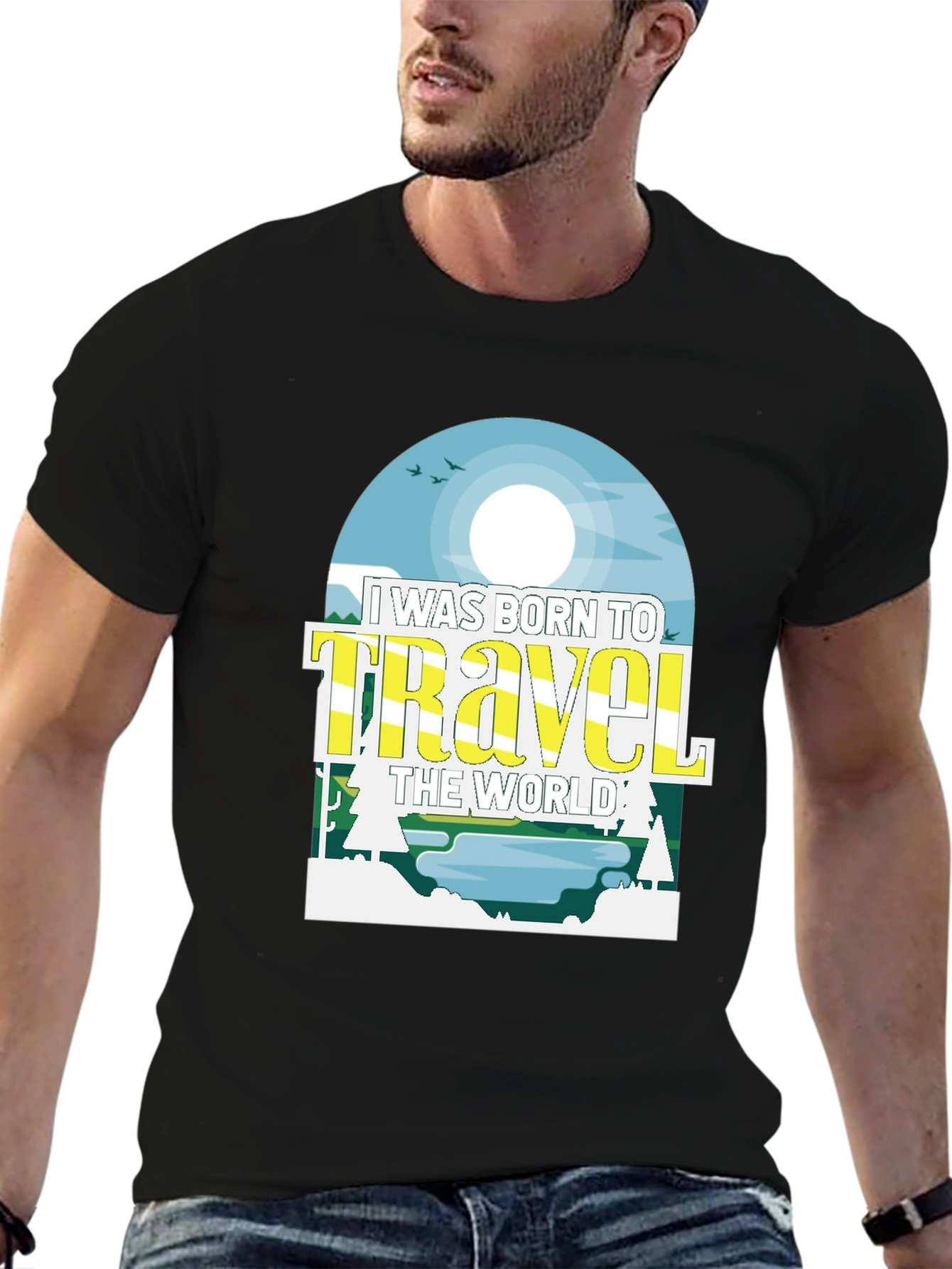 Born to Travel Black Graphic Tee