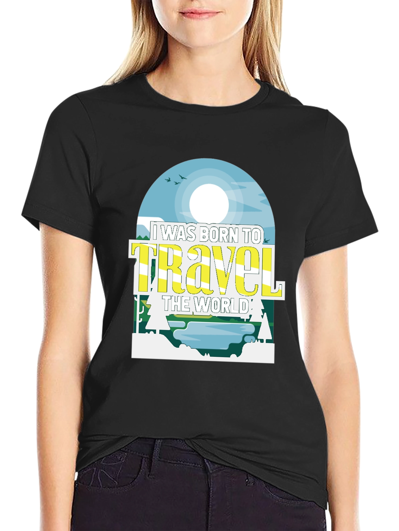 Born to Travel Black Graphic Tee
