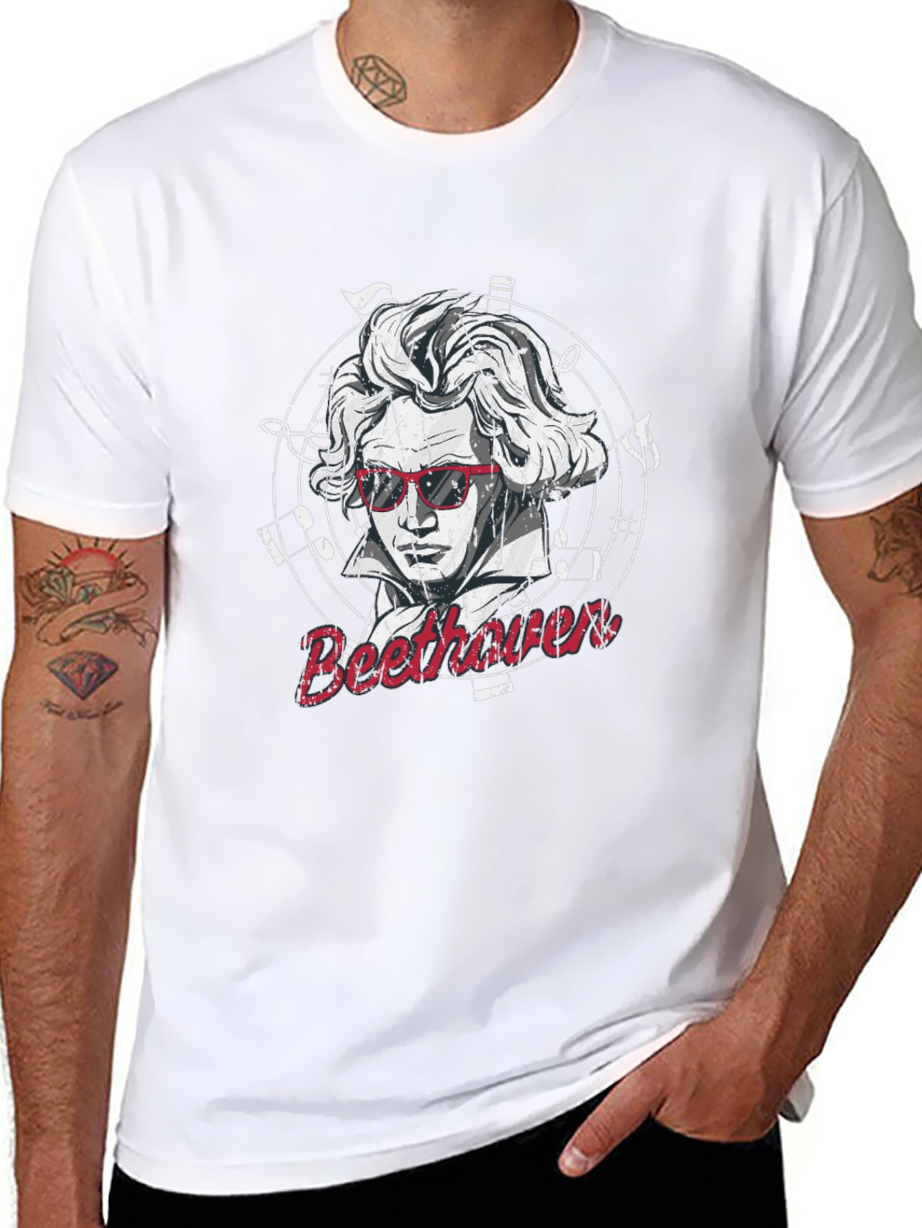 Beethoven Graphic Print Mens Black T-Shirt