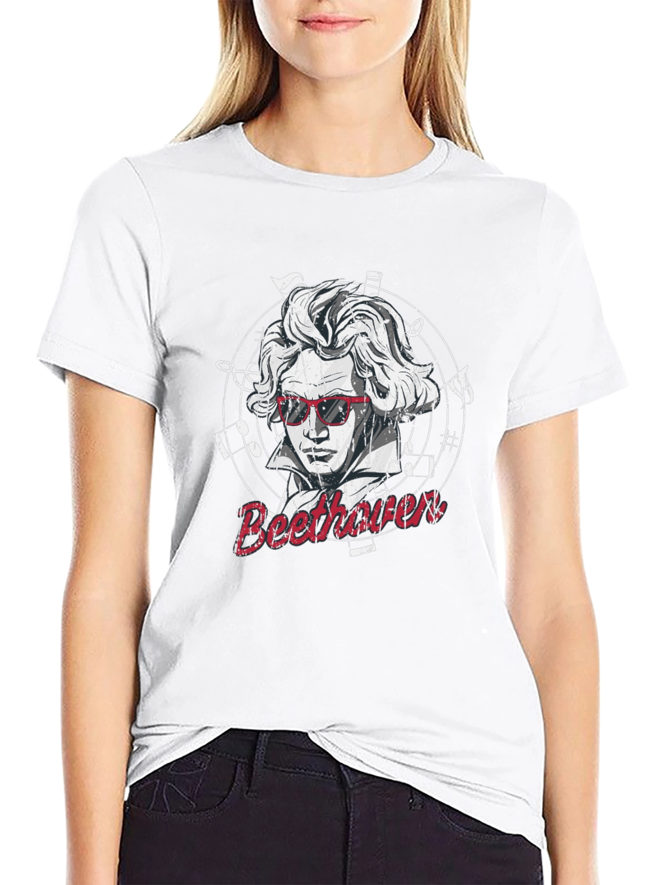 Beethoven Graphic Print Mens Black T-Shirt