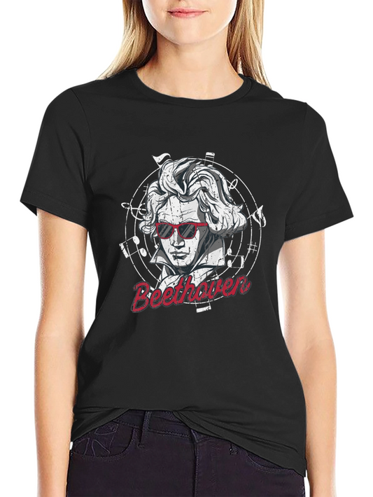 Beethoven Graphic Print Mens Black T-Shirt