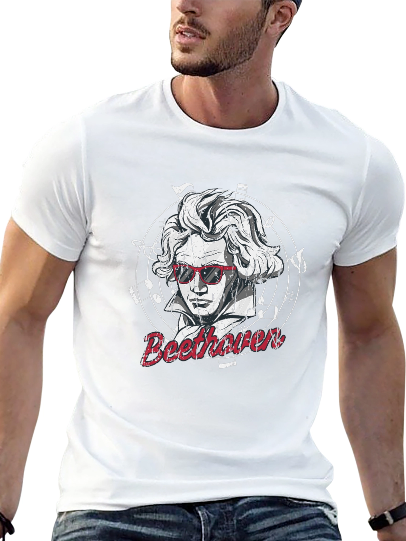Beethoven Graphic Print Mens Black T-Shirt