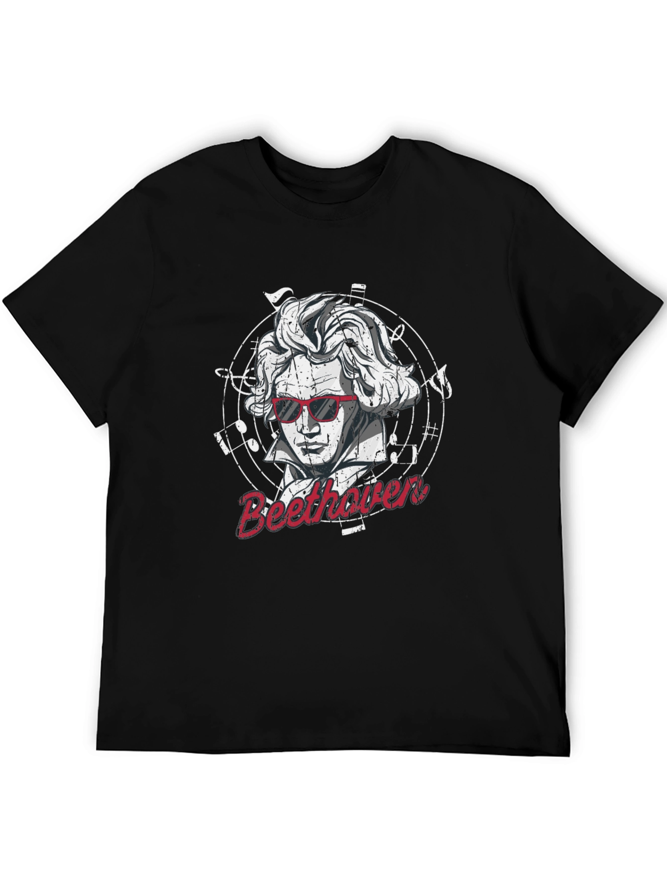 Beethoven Graphic Print Mens Black T-Shirt