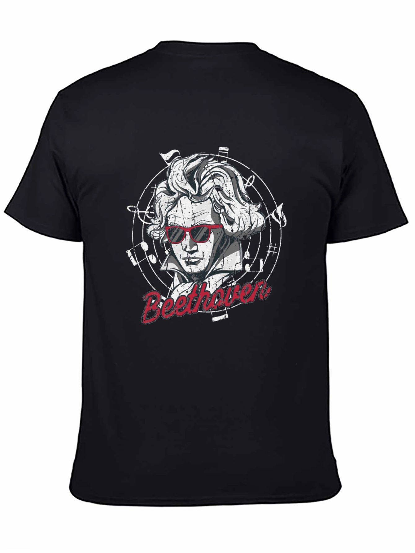 Beethoven Graphic Print Mens Black T-Shirt