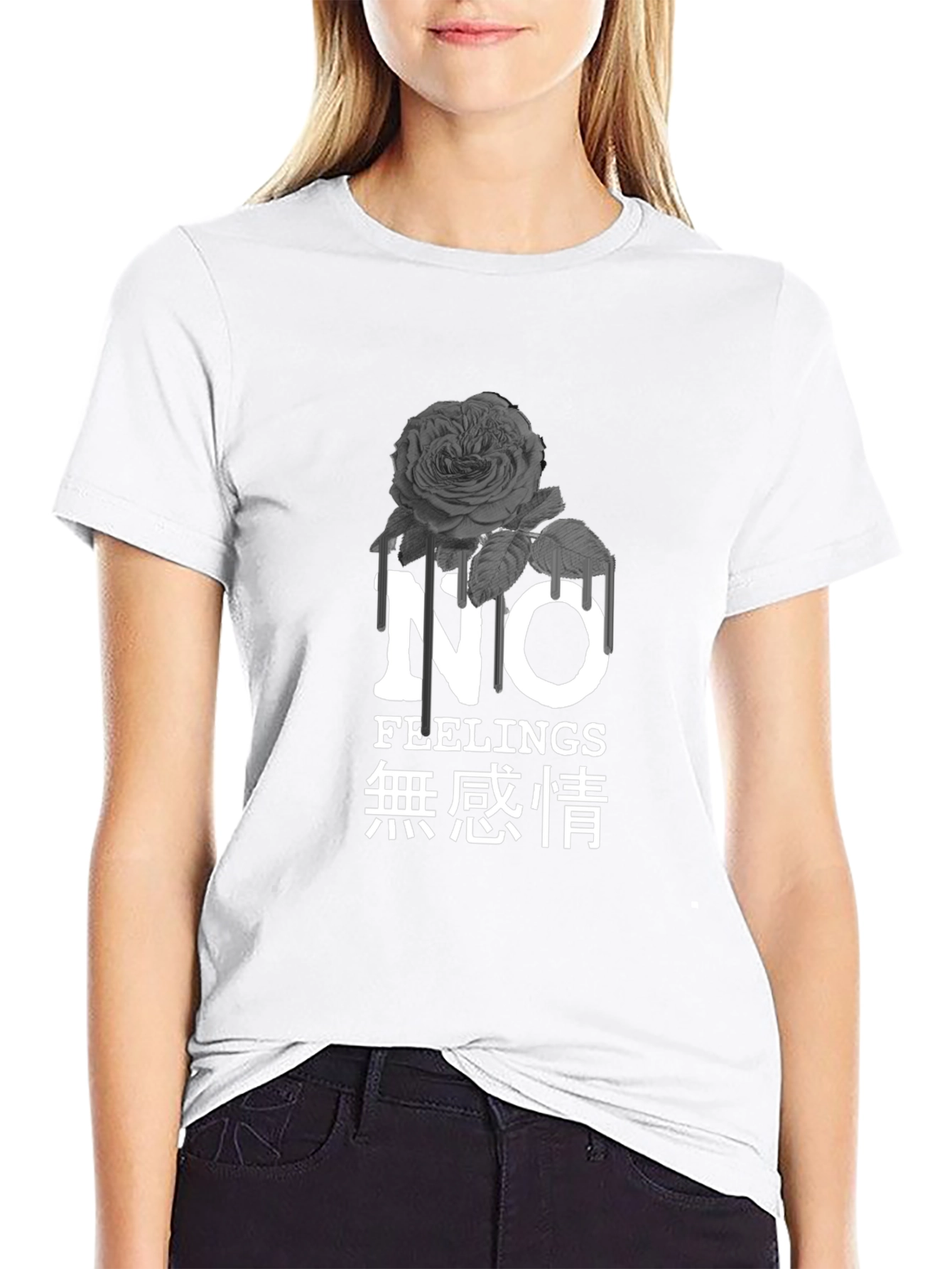Rose Drip Graphic Tee - No Feelings
