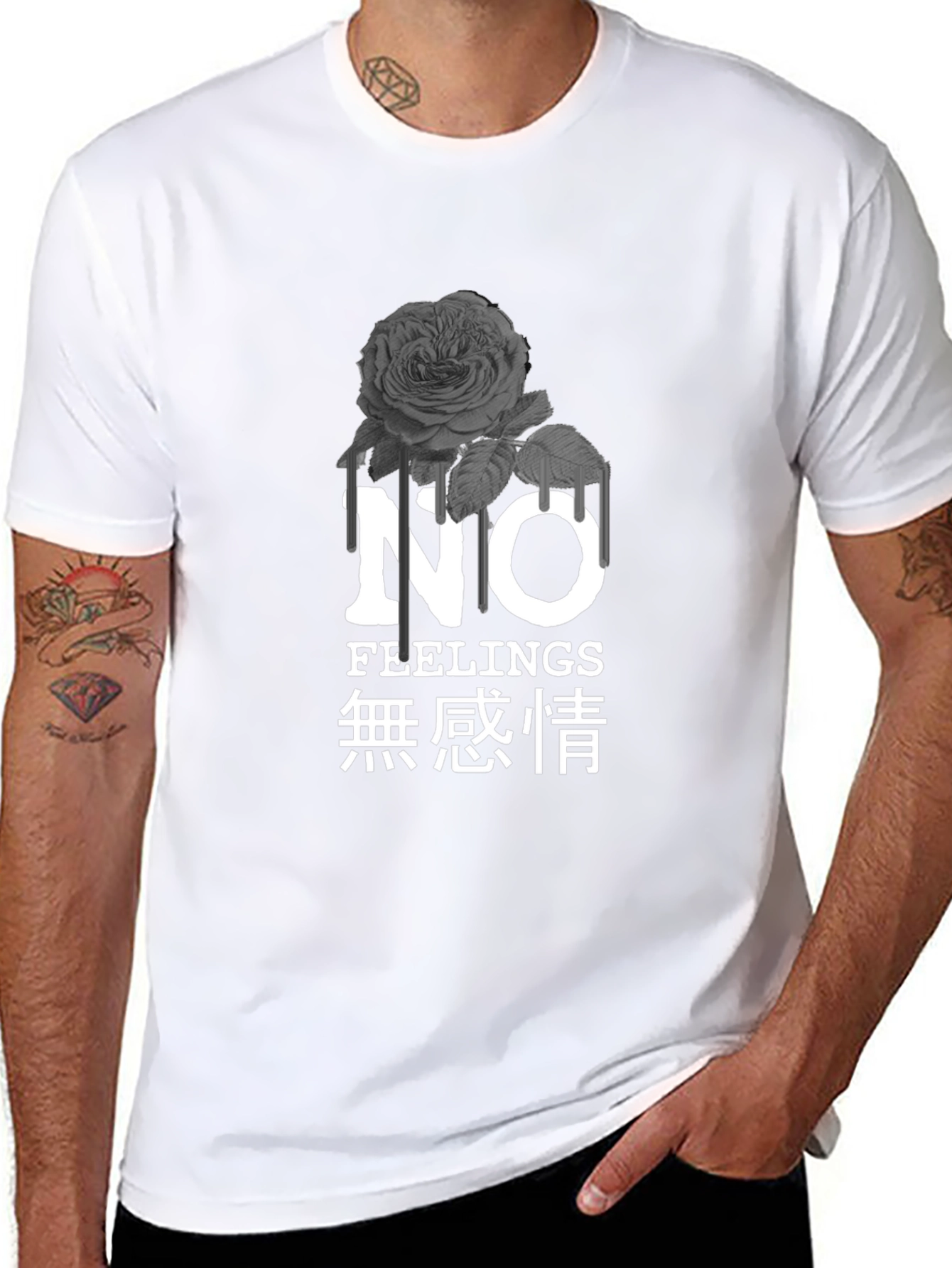 Rose Drip Graphic Tee - No Feelings